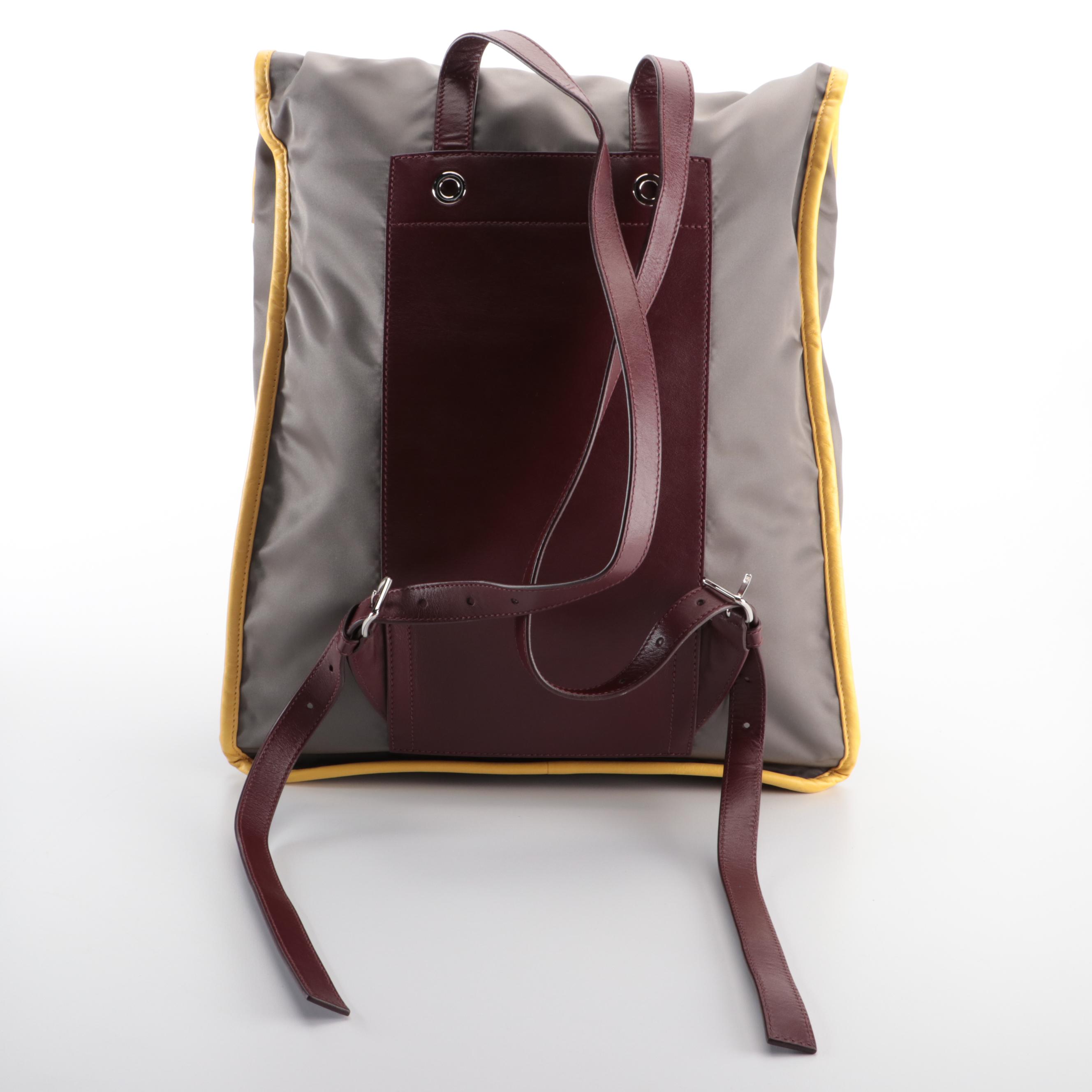 Prada Fold-Over Convertible Backpack Tote in Tessuto Nylon and Leather Trim