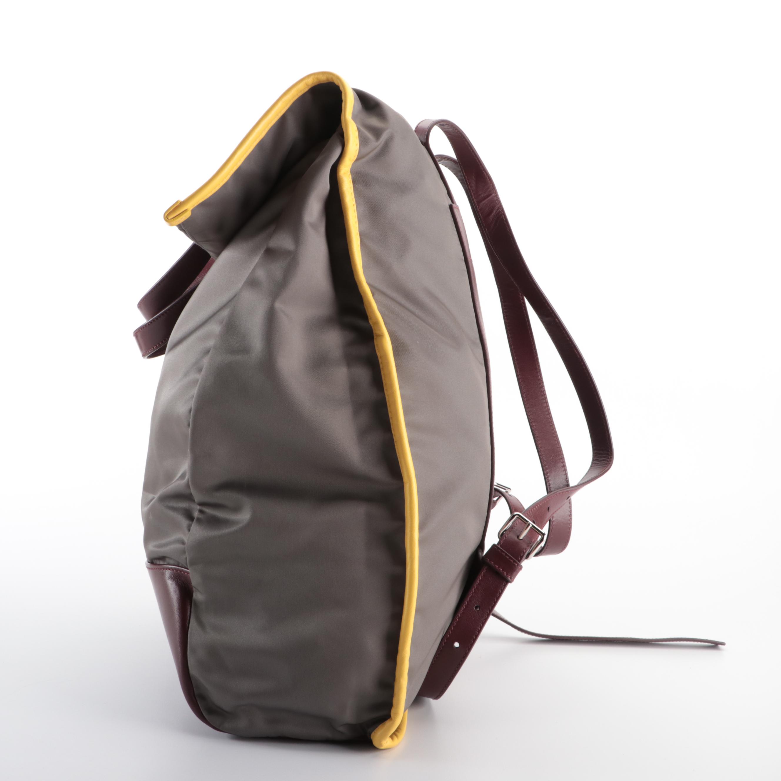 Prada Fold-Over Convertible Backpack Tote in Tessuto Nylon and Leather Trim