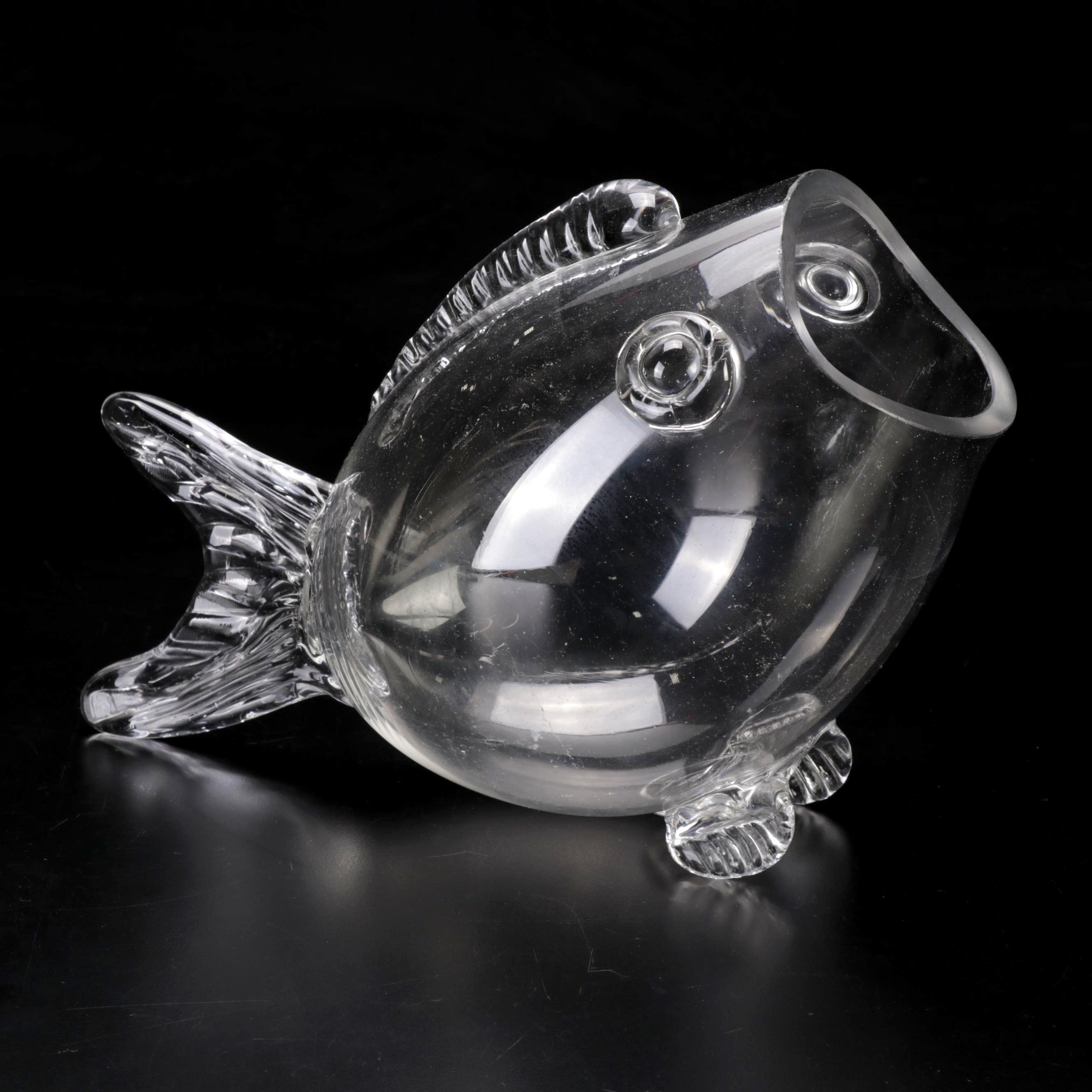 Blenko Style Blown Glass Fish Bowl, Mid-20th Century