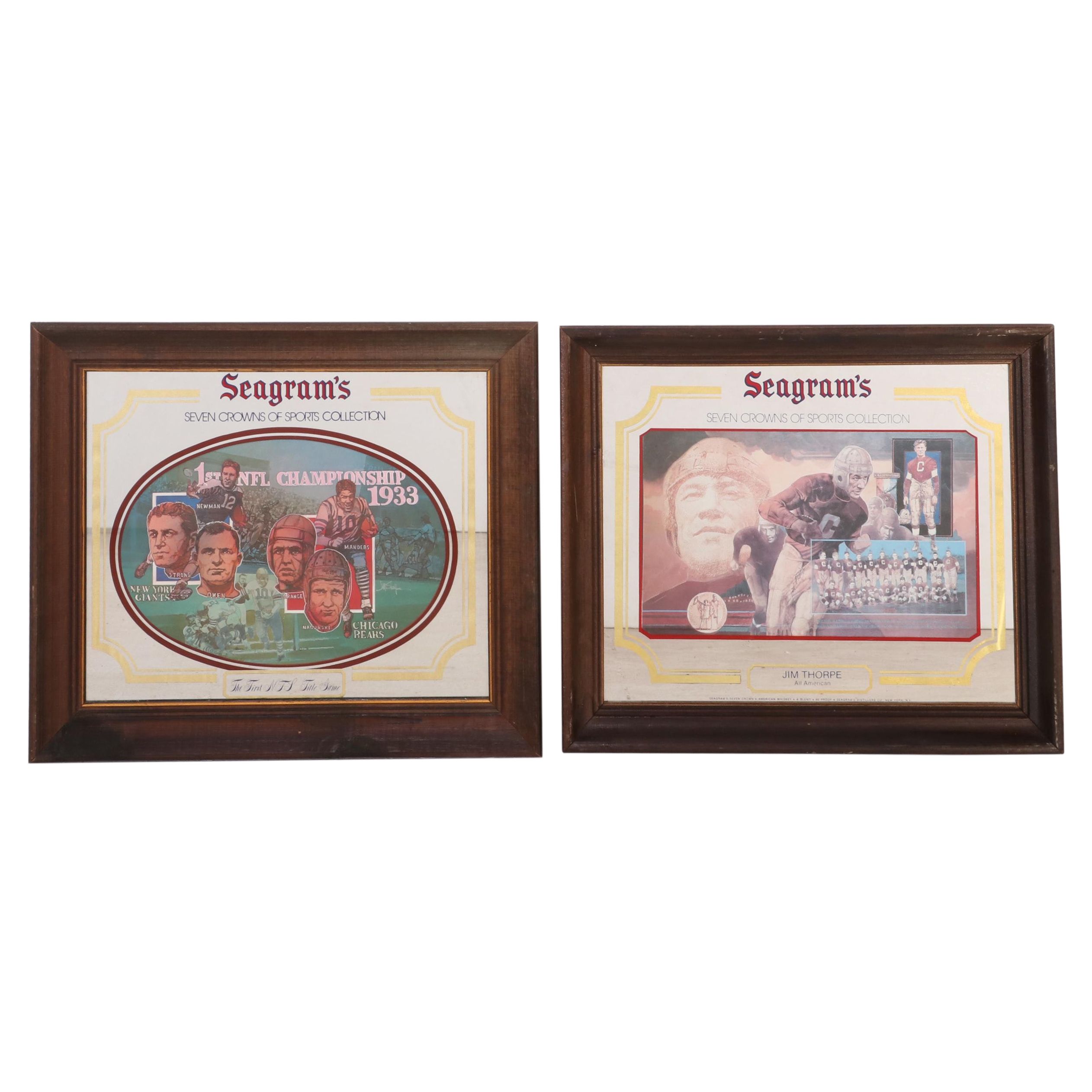 Seagram's Seven Crowns of Sports Collection NFL Football Themed Bar Mirrors