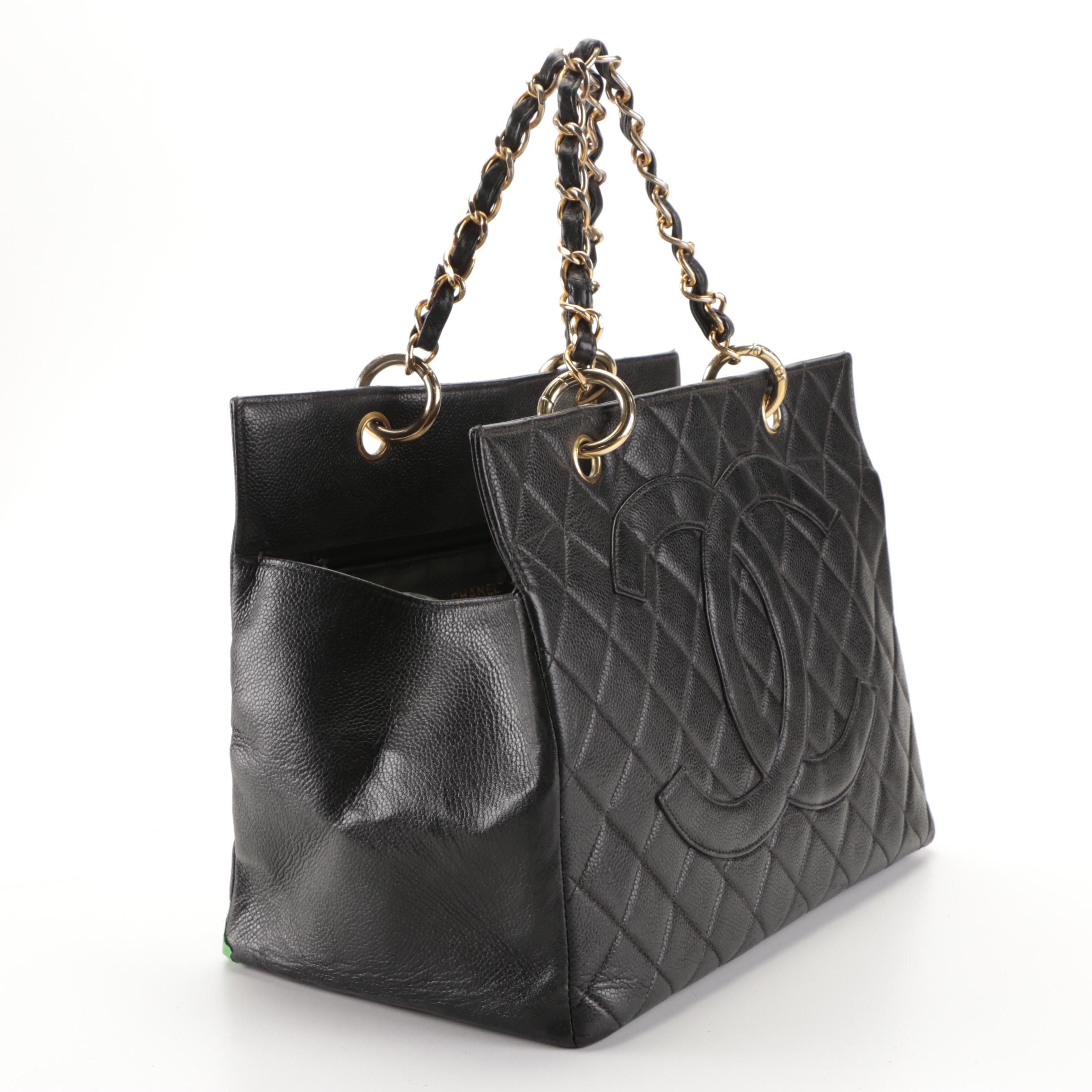 Chanel Classic CC Small Shopper Tote in Black Quilted Caviar Leather