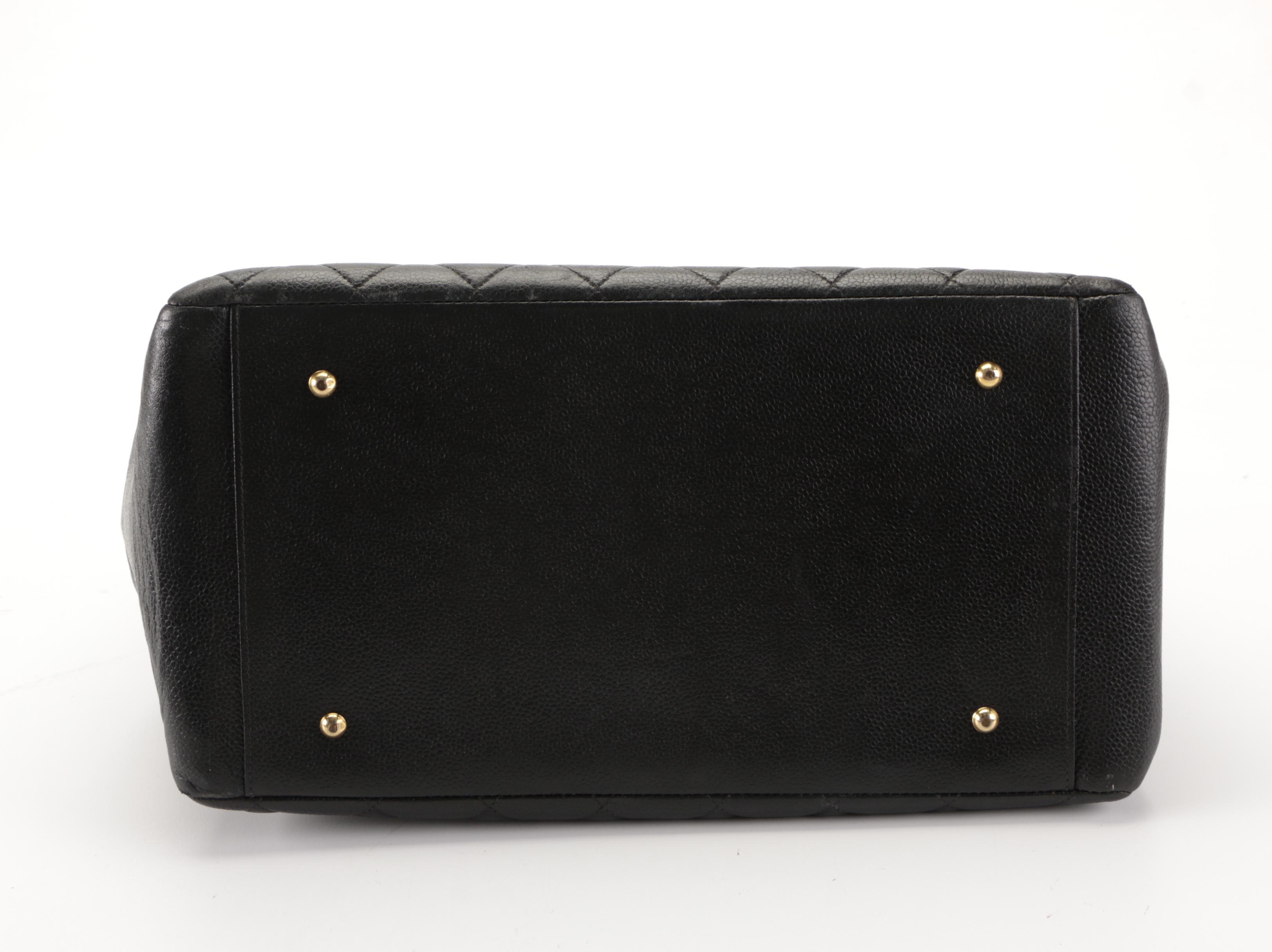 Chanel Classic CC Small Shopper Tote in Black Quilted Caviar Leather