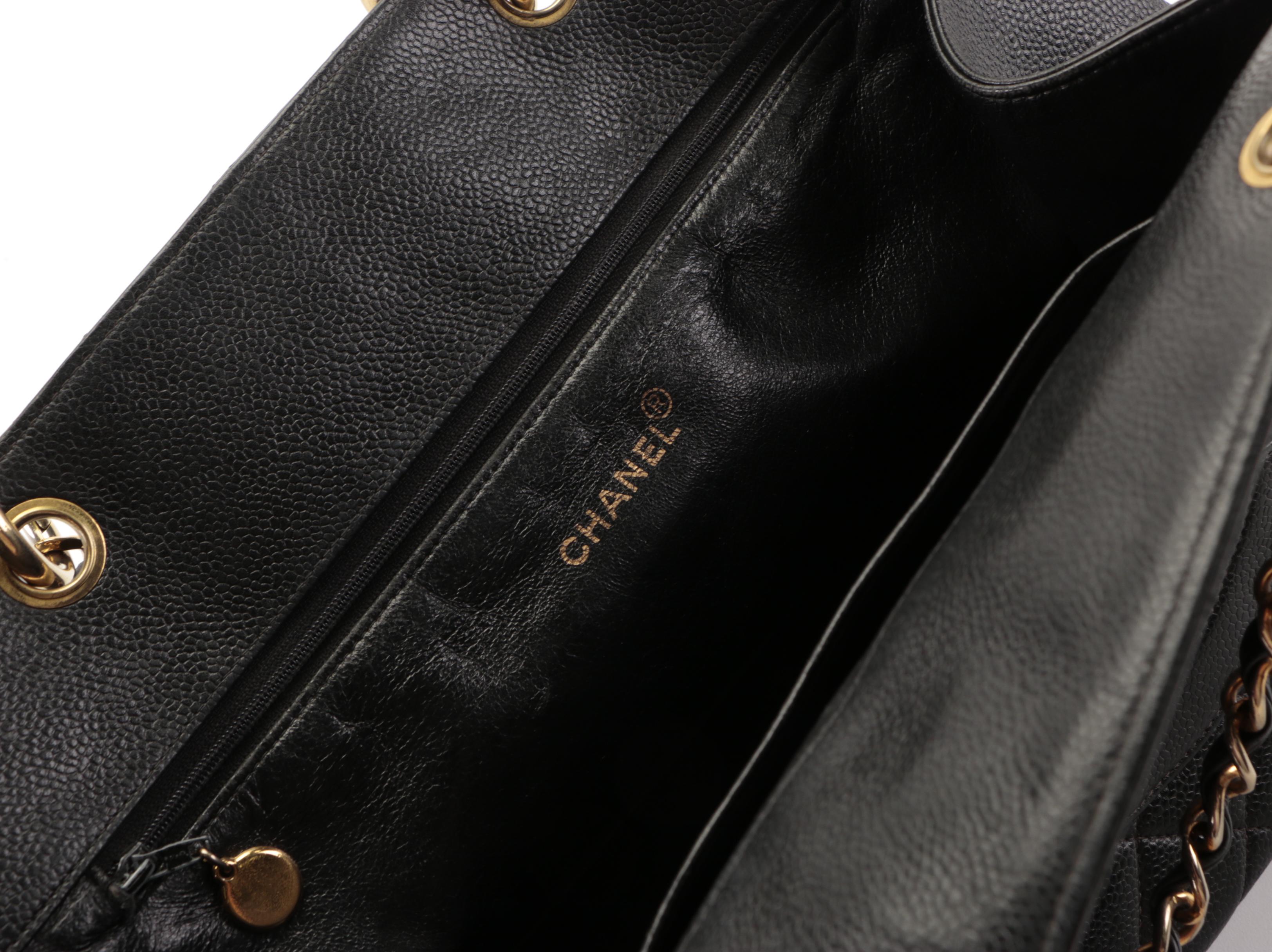 Chanel Classic CC Small Shopper Tote in Black Quilted Caviar Leather