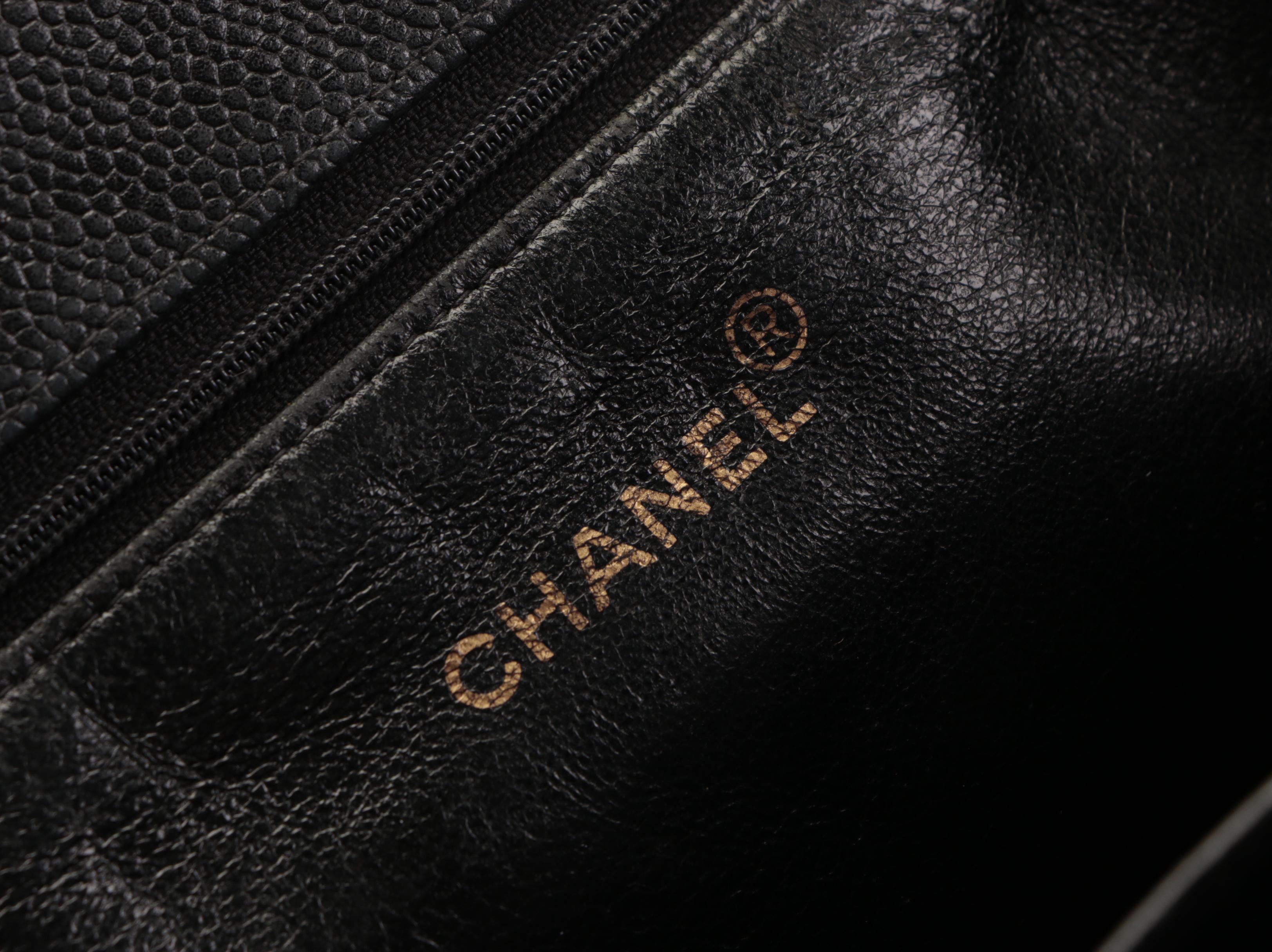 Chanel Classic CC Small Shopper Tote in Black Quilted Caviar Leather