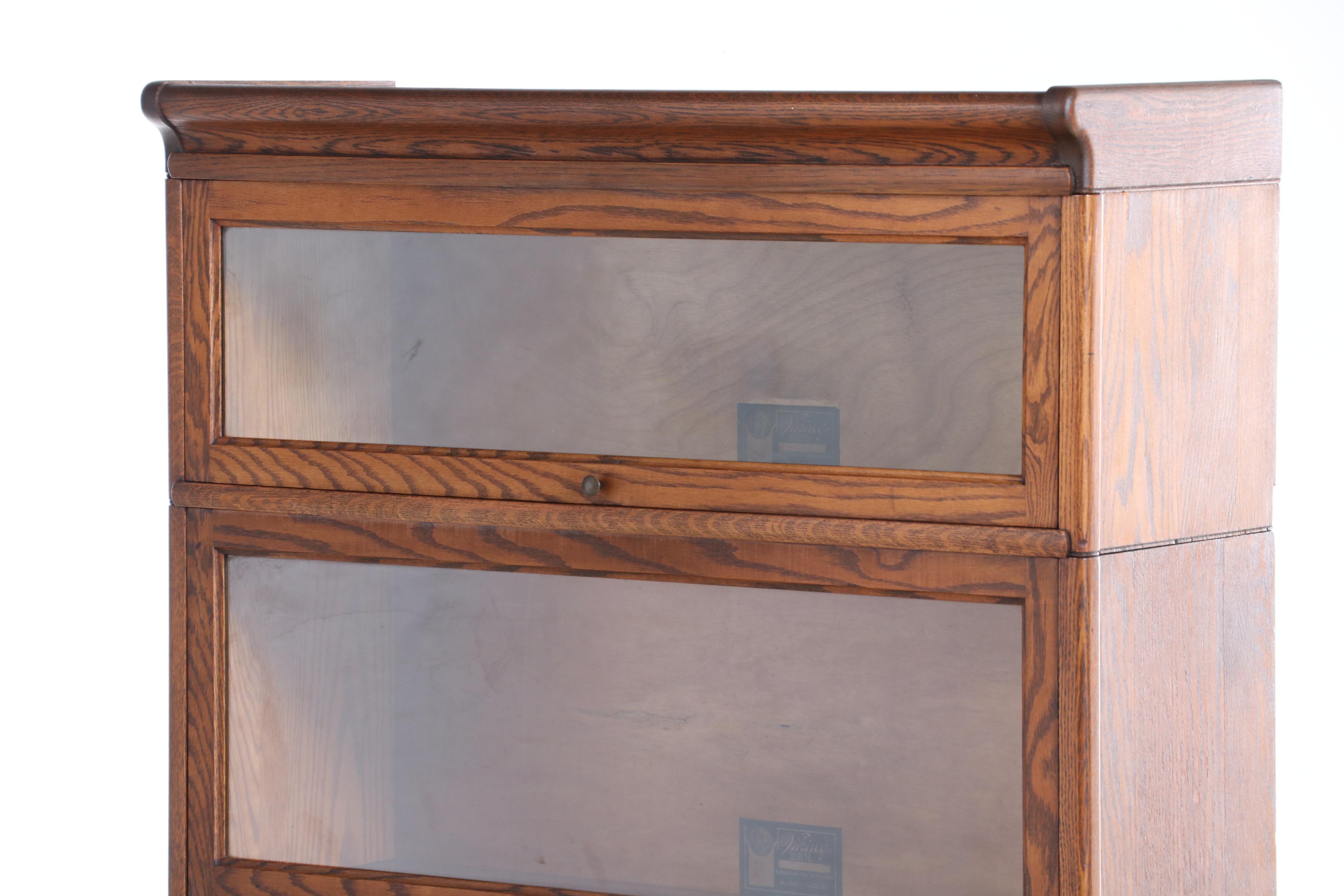 Skandia Furniture Co. "The Viking" Oak Three-Stack Barrister's Bookcase