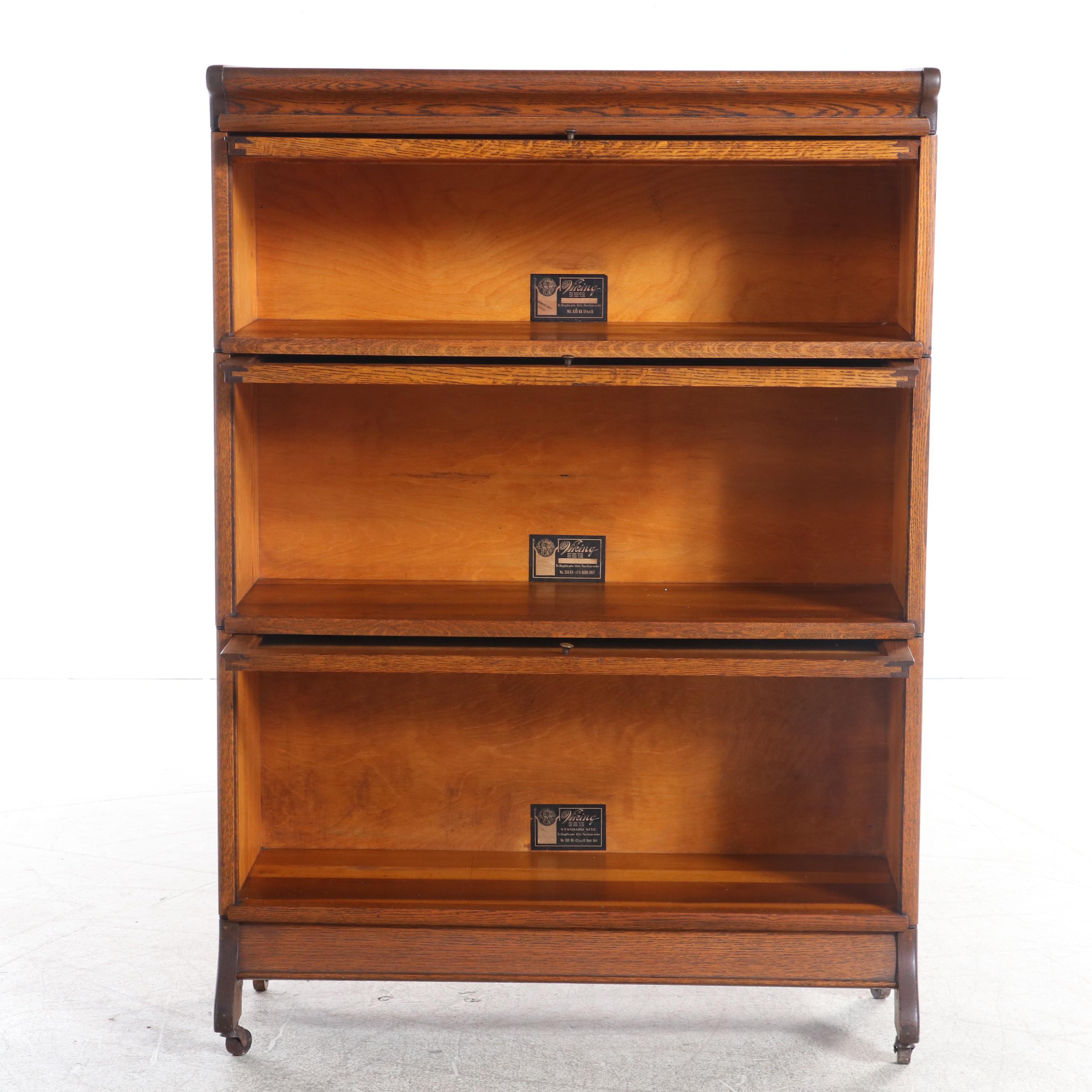 Skandia Furniture Co. "The Viking" Oak Three-Stack Barrister's Bookcase