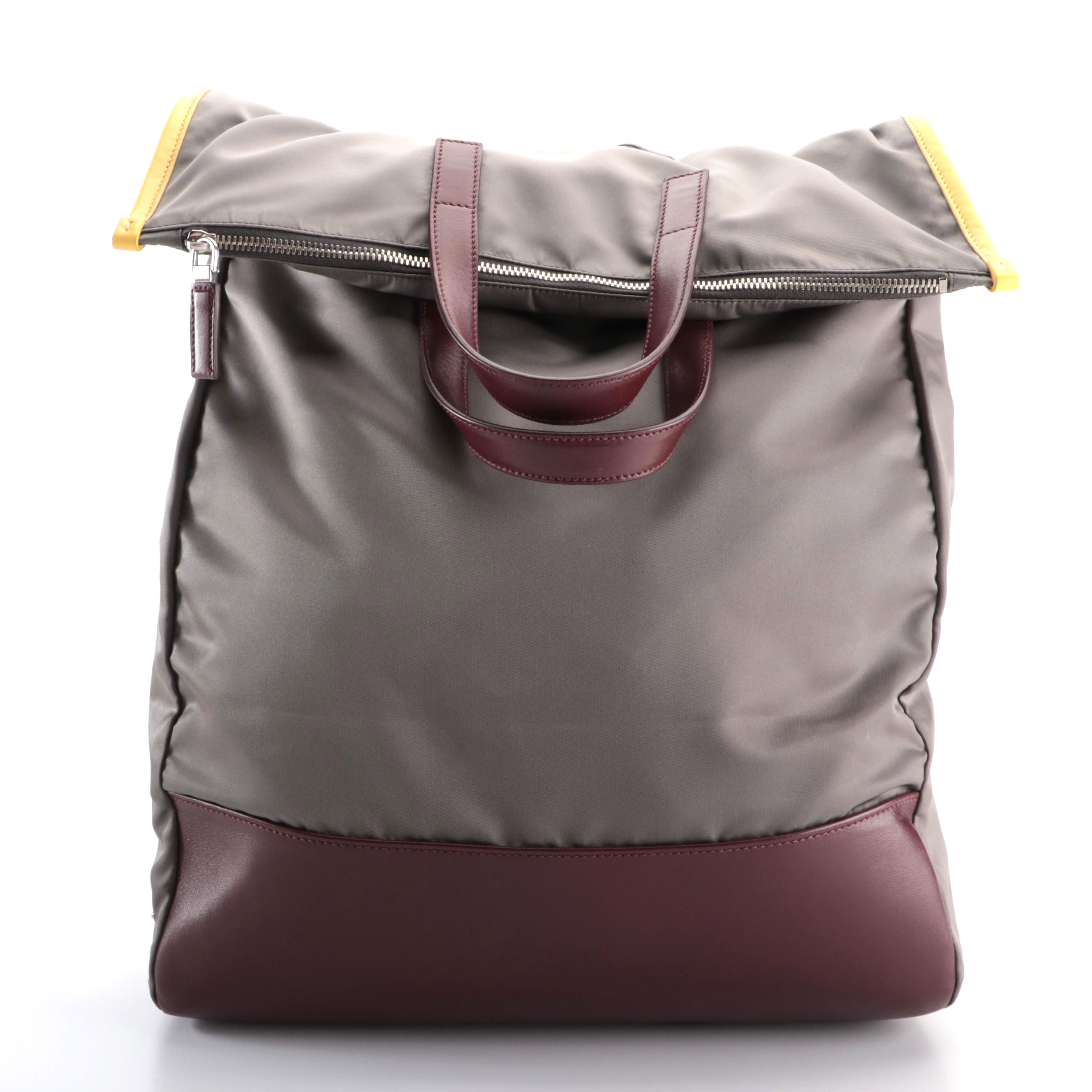 Prada Fold-Over Convertible Backpack Tote in Tessuto Nylon and Leather Trim