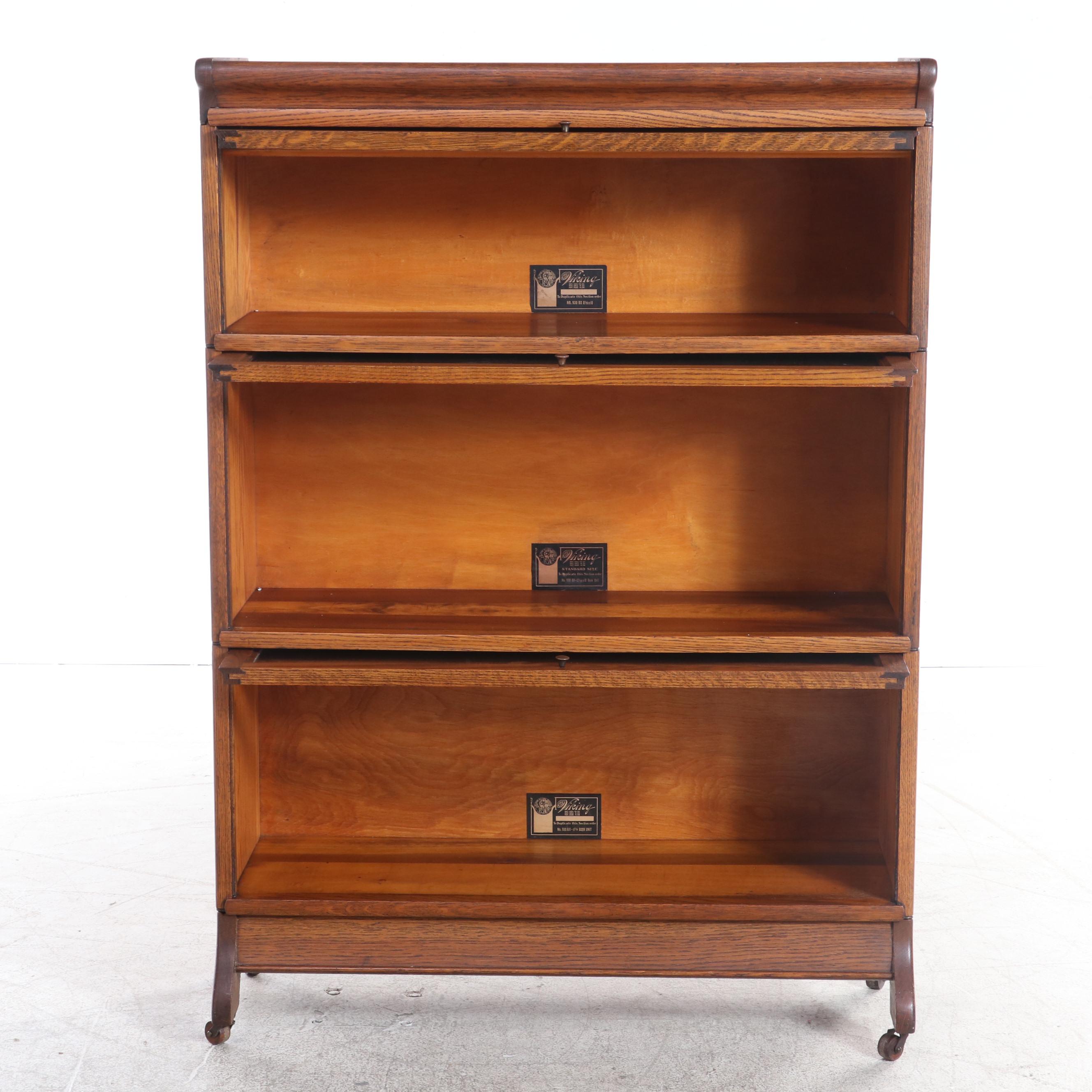 Skandia Furniture Co. "The Viking" Oak Three-Stack Barrister's Bookcase