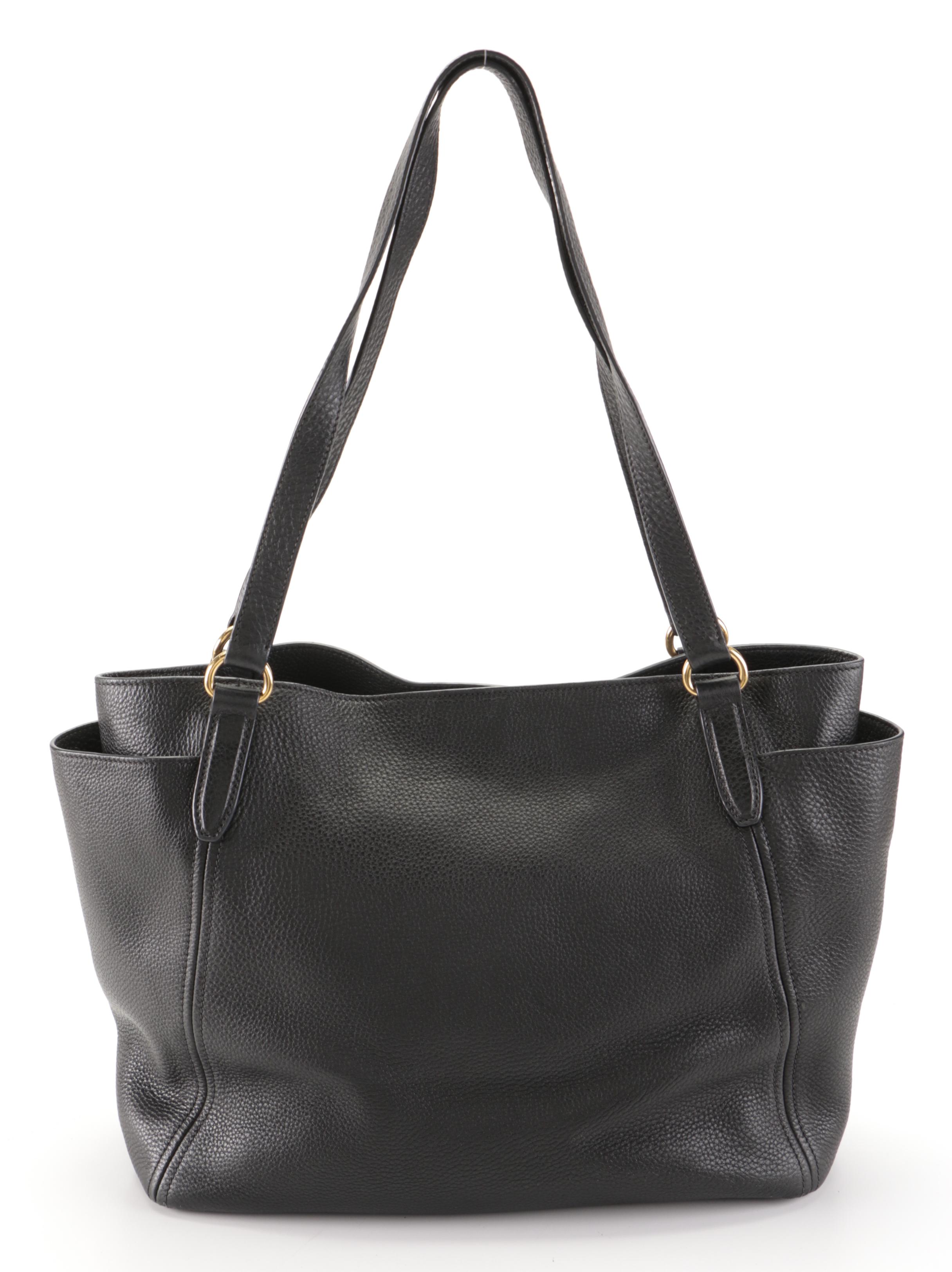 Prada Large Shoulder Tote Bag in Black Deerskin Leather