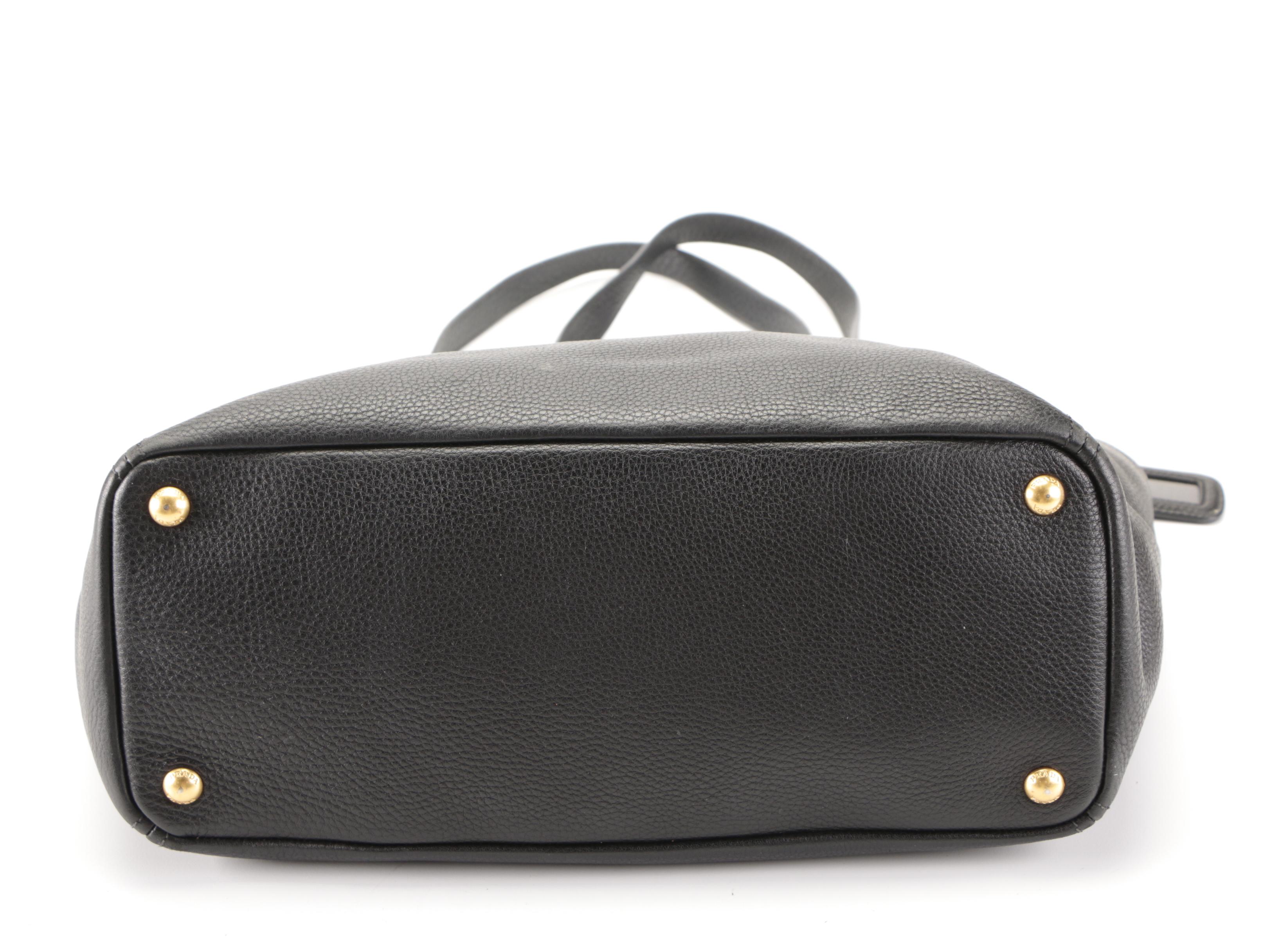 Prada Large Shoulder Tote Bag in Black Deerskin Leather