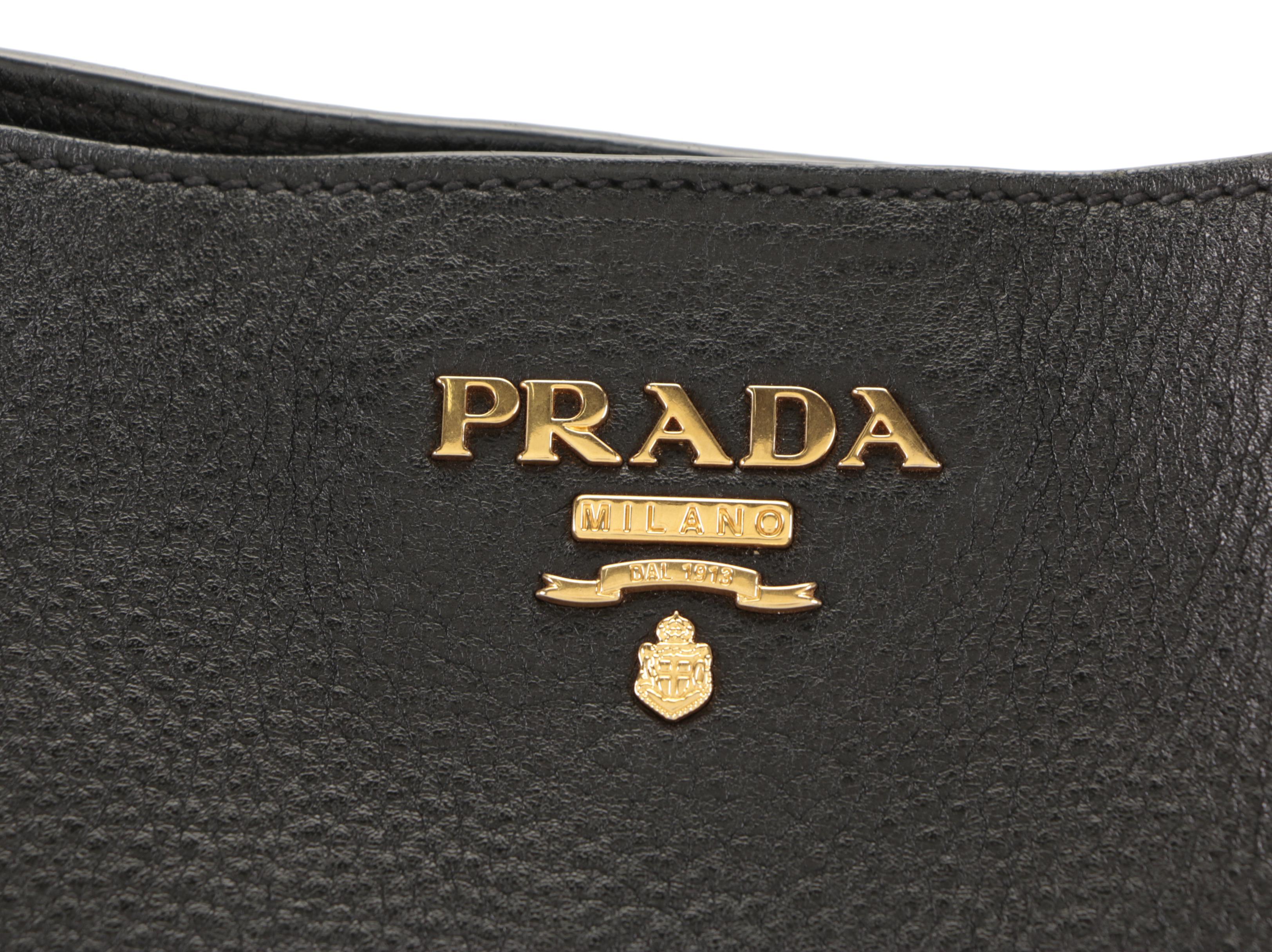 Prada Large Shoulder Tote Bag in Black Deerskin Leather