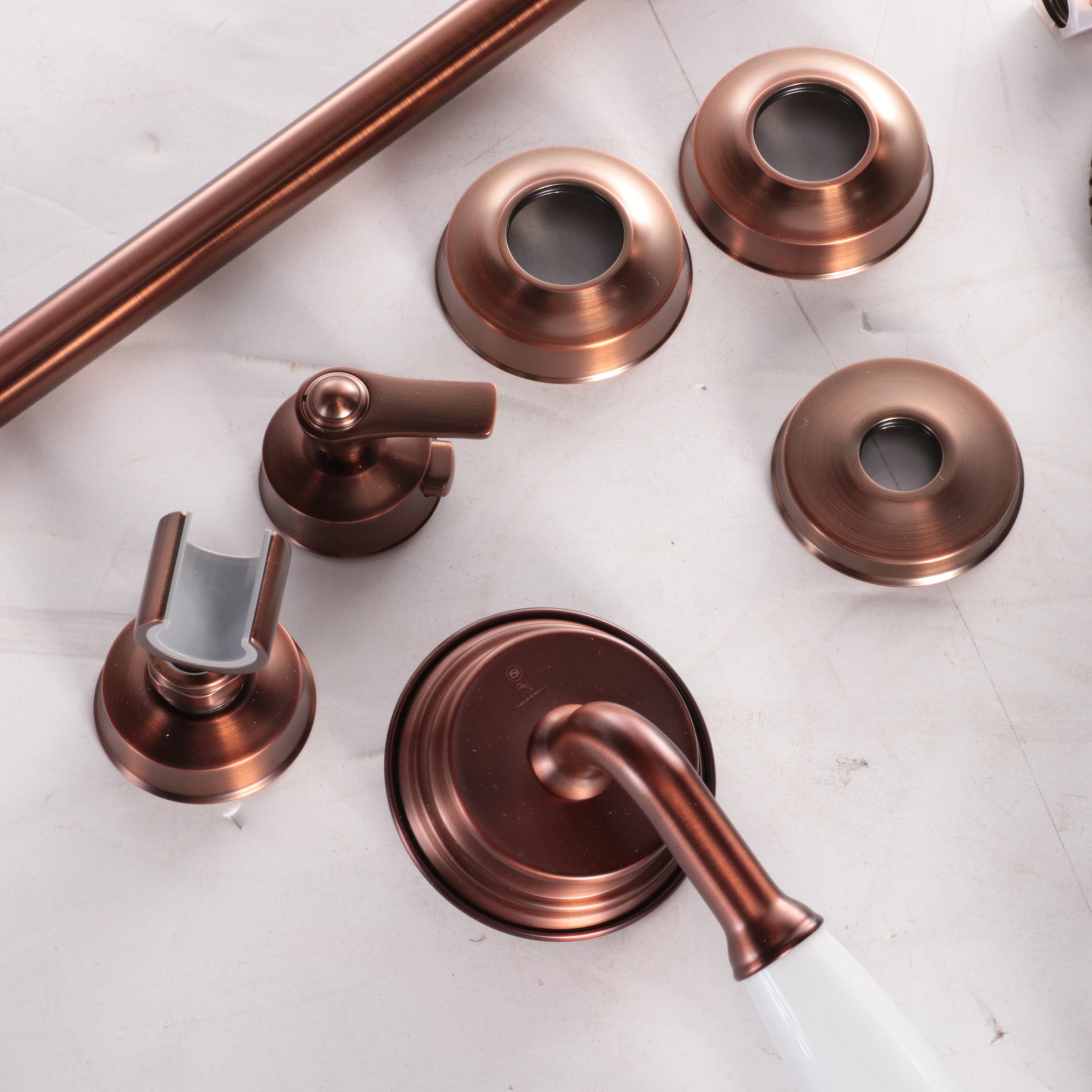 Thermostatic Exposed Pipe Shower with Hand Shower in Oil Rubbed Bronze Finish