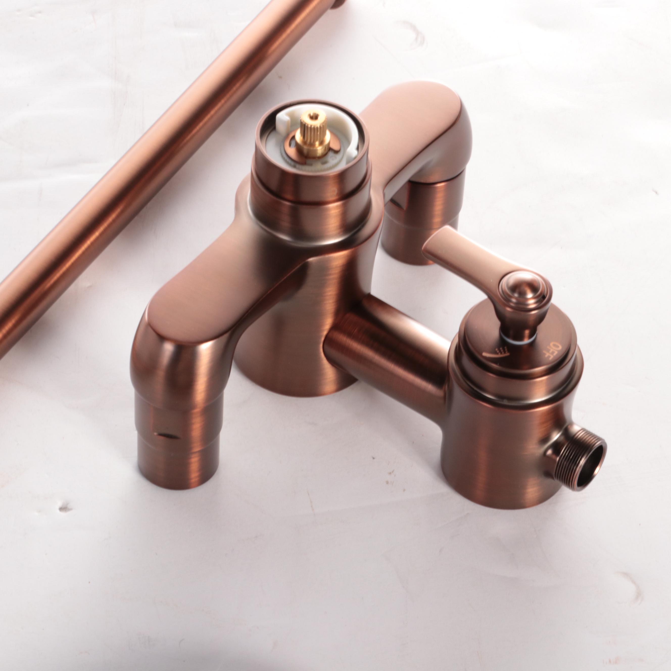Thermostatic Exposed Pipe Shower with Hand Shower in Oil Rubbed Bronze Finish