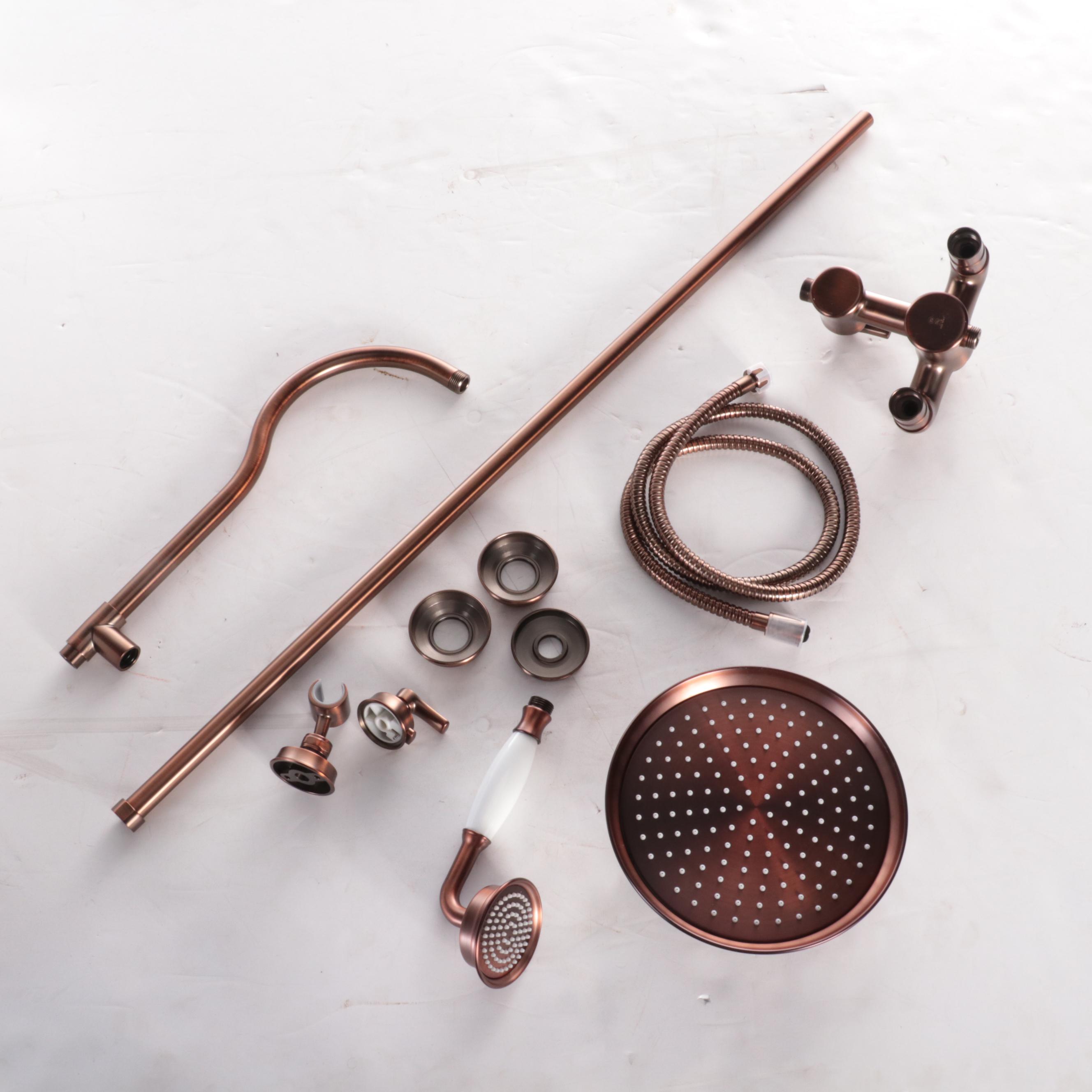 Thermostatic Exposed Pipe Shower with Hand Shower in Oil Rubbed Bronze Finish