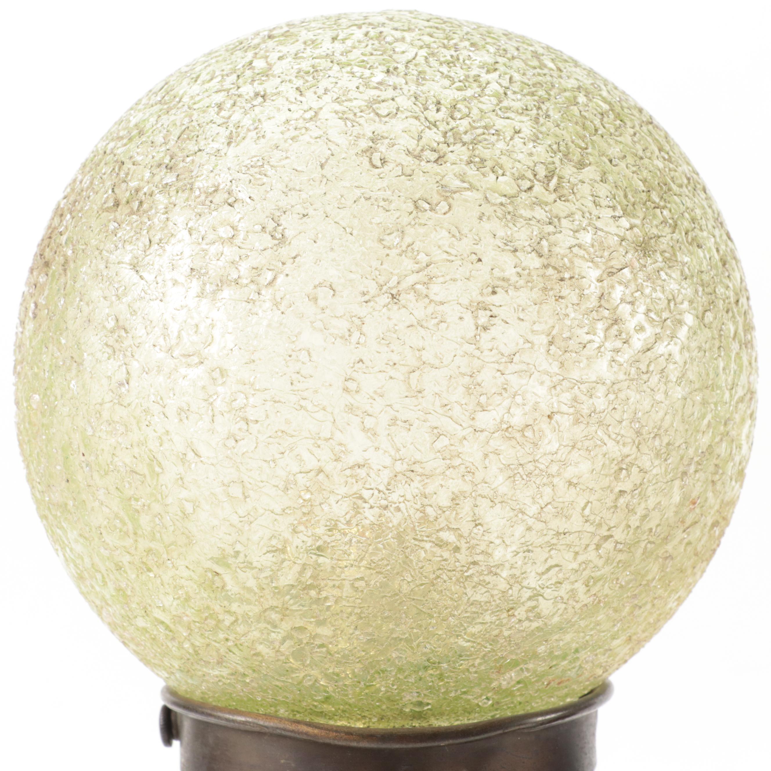 Art Deco Viceroy "The Hunter" Spelter Table Lamp and Vaseline Glass Shade