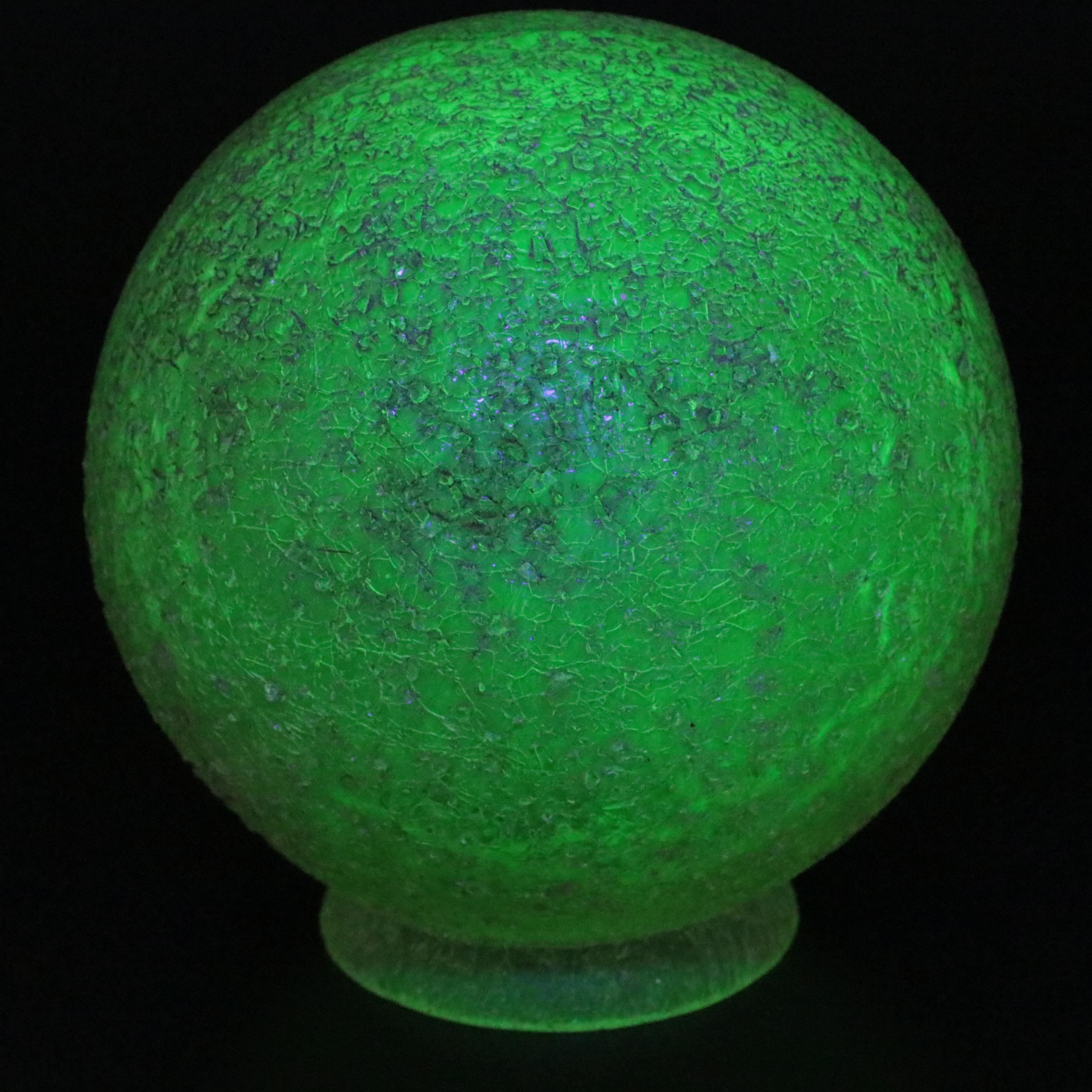 Art Deco Viceroy "The Hunter" Spelter Table Lamp and Vaseline Glass Shade