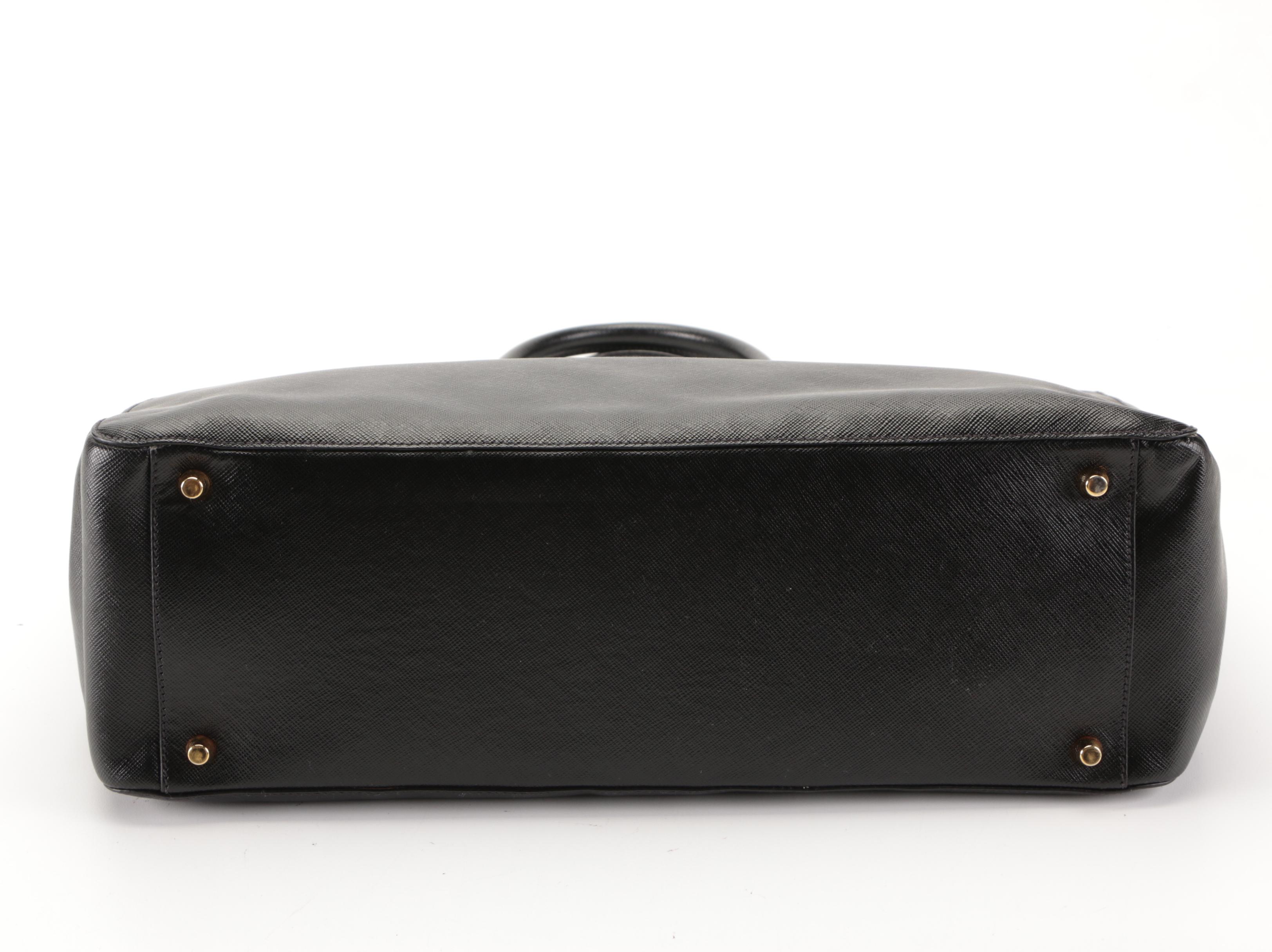 Prada Large Double-Zip Tote Bag in Black Saffiano Lux Leather