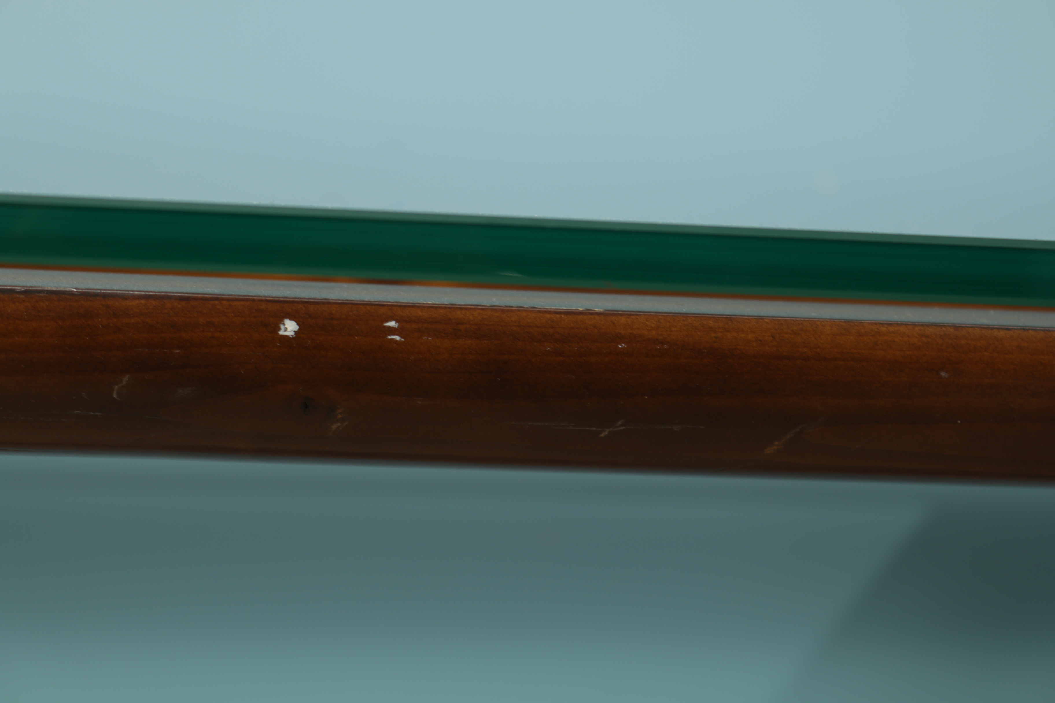 Pottery Barn "Ava" Glass Top Desk with Wooden Trestle Base