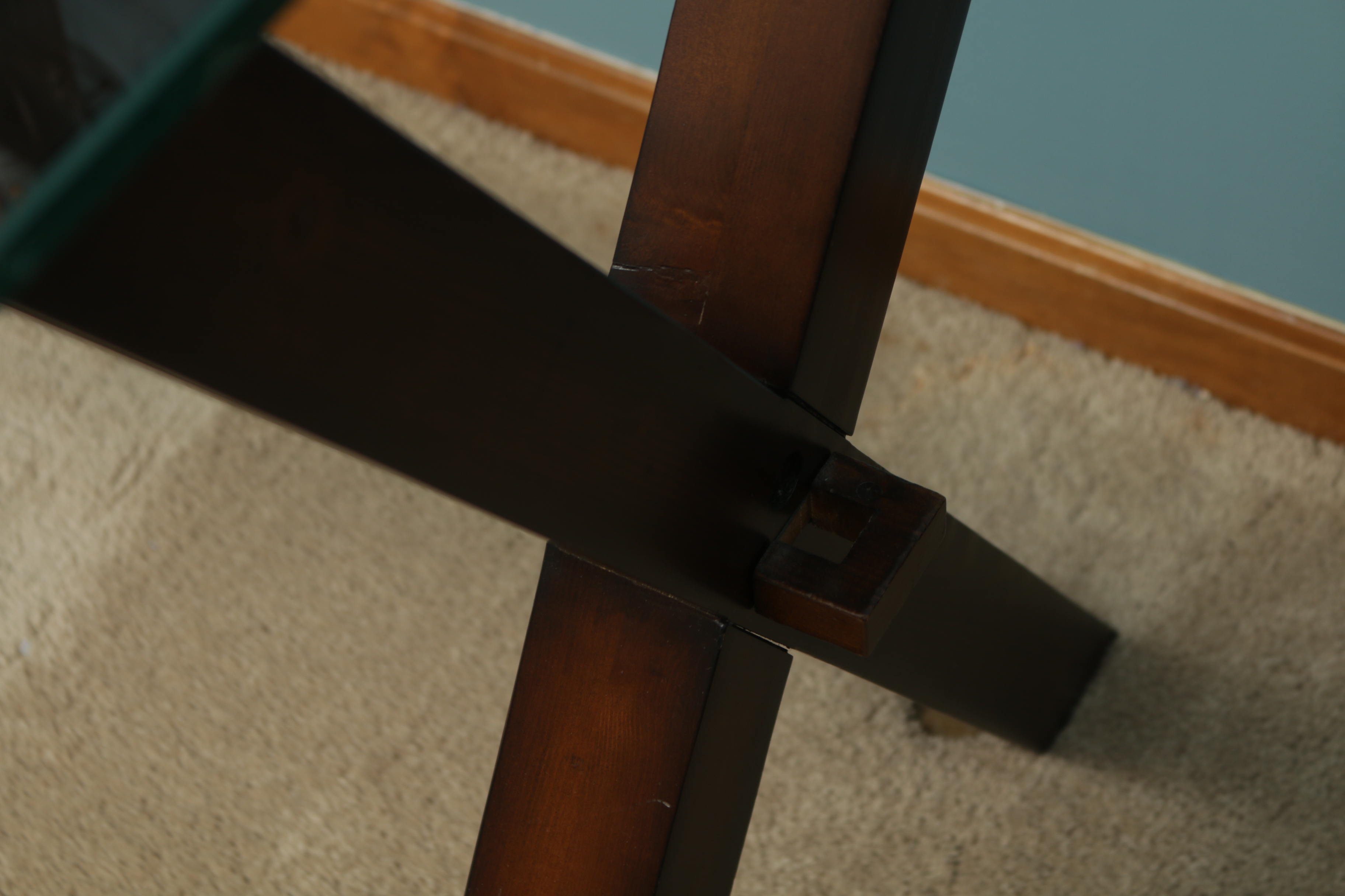 Pottery Barn "Ava" Glass Top Desk with Wooden Trestle Base