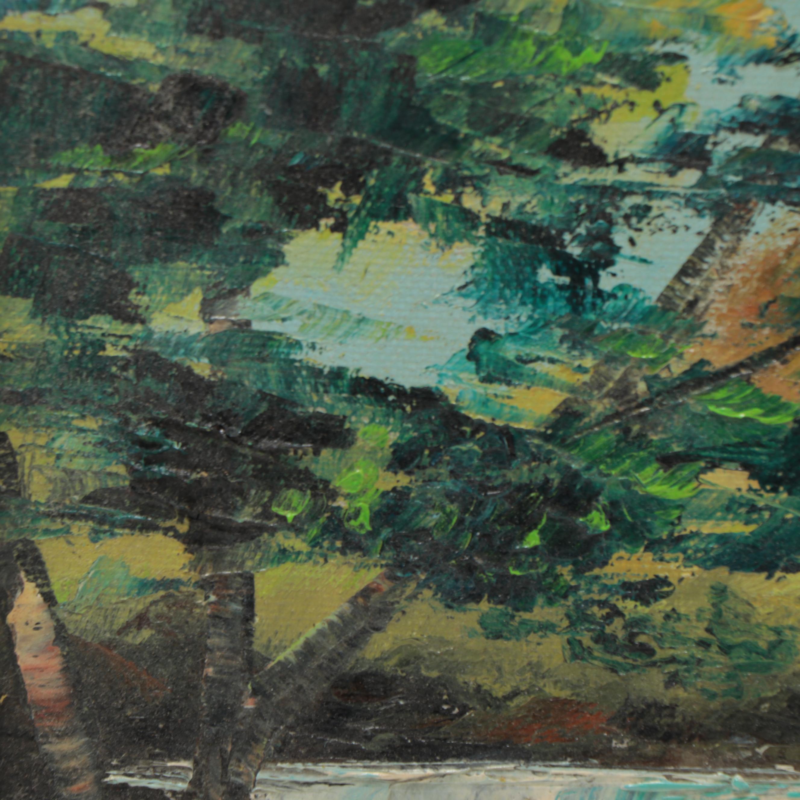 Oil Painting of Waterfall Landscape