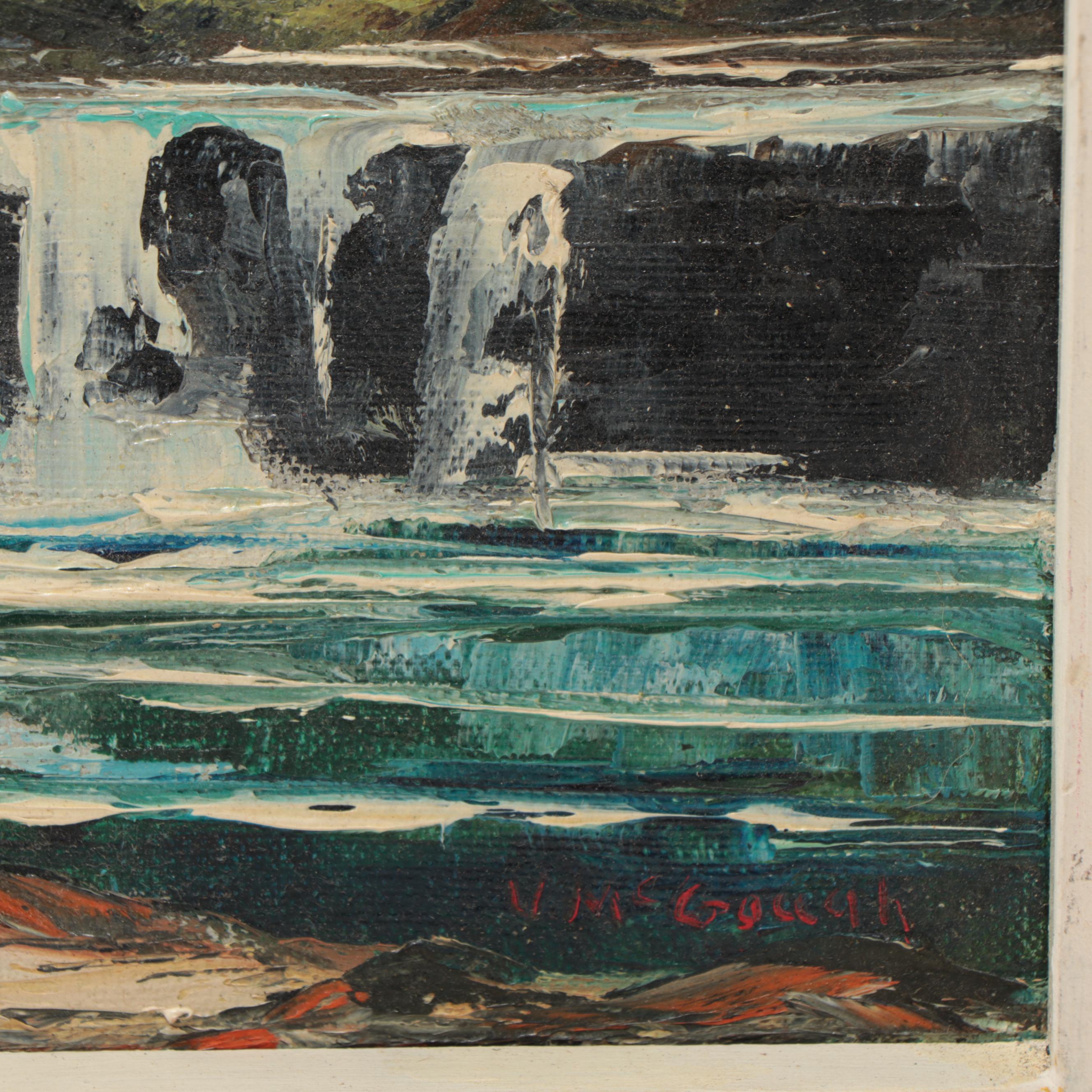 Oil Painting of Waterfall Landscape