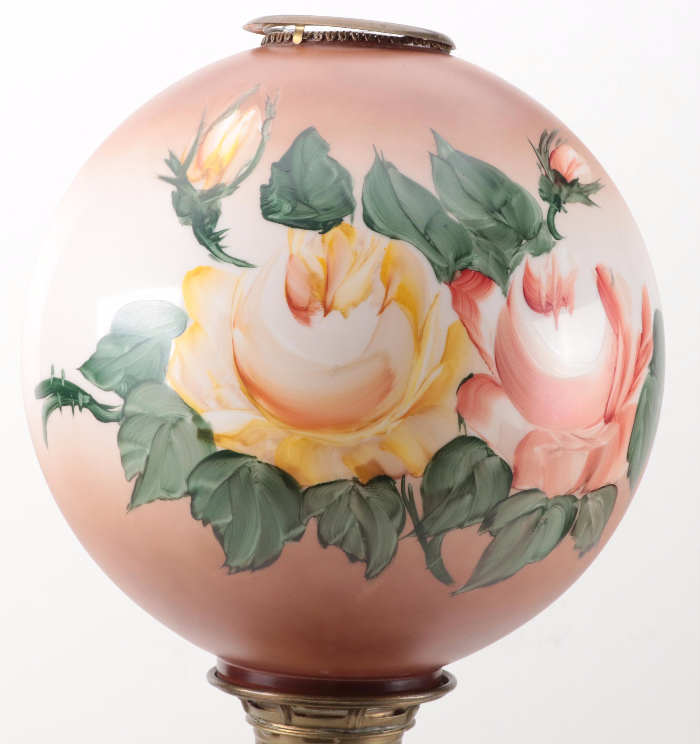 Gold Painted Spelter Cherub Parlor Oil Lamp, Late 19th Century, Adapted