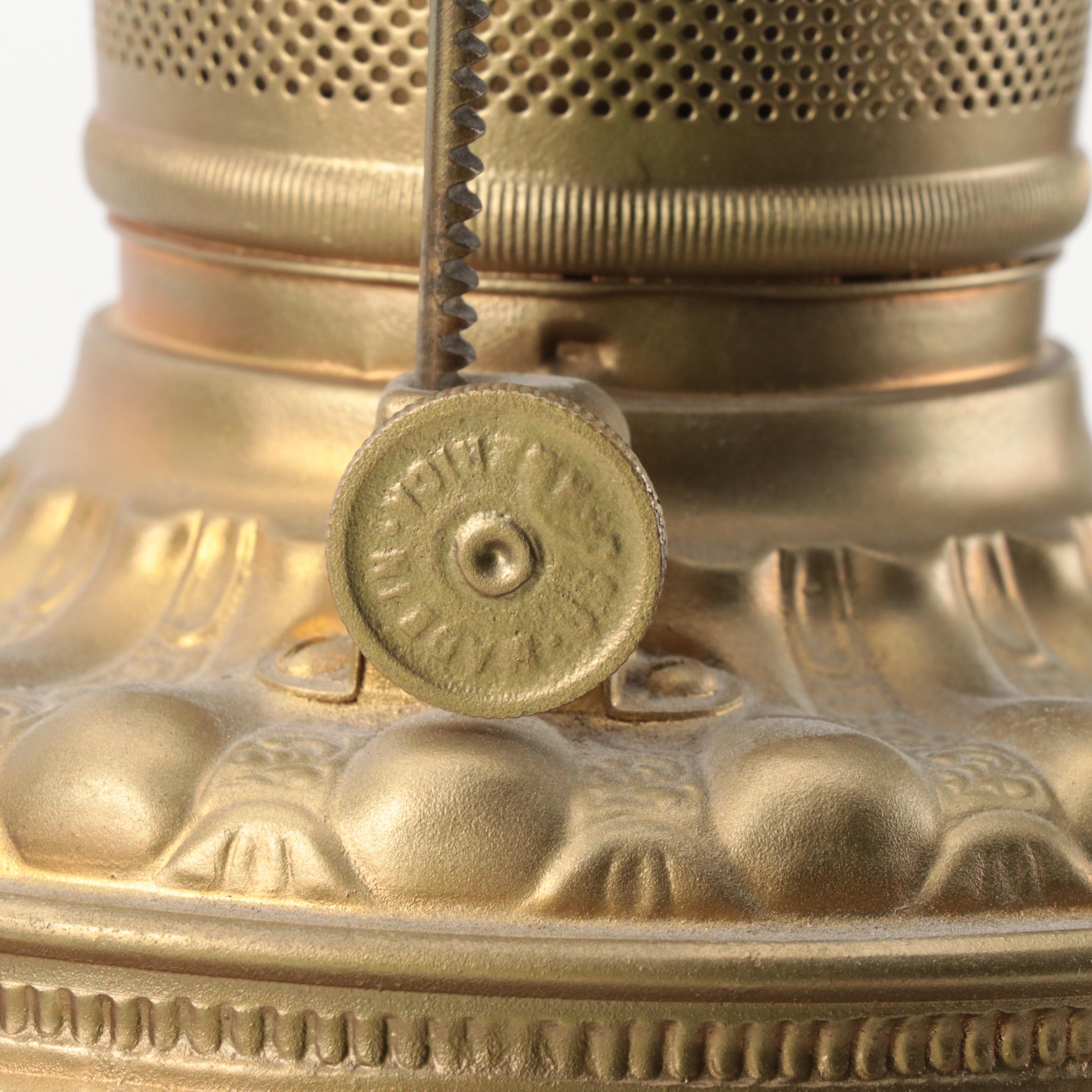 Gold Painted Spelter Cherub Parlor Oil Lamp, Late 19th Century, Adapted