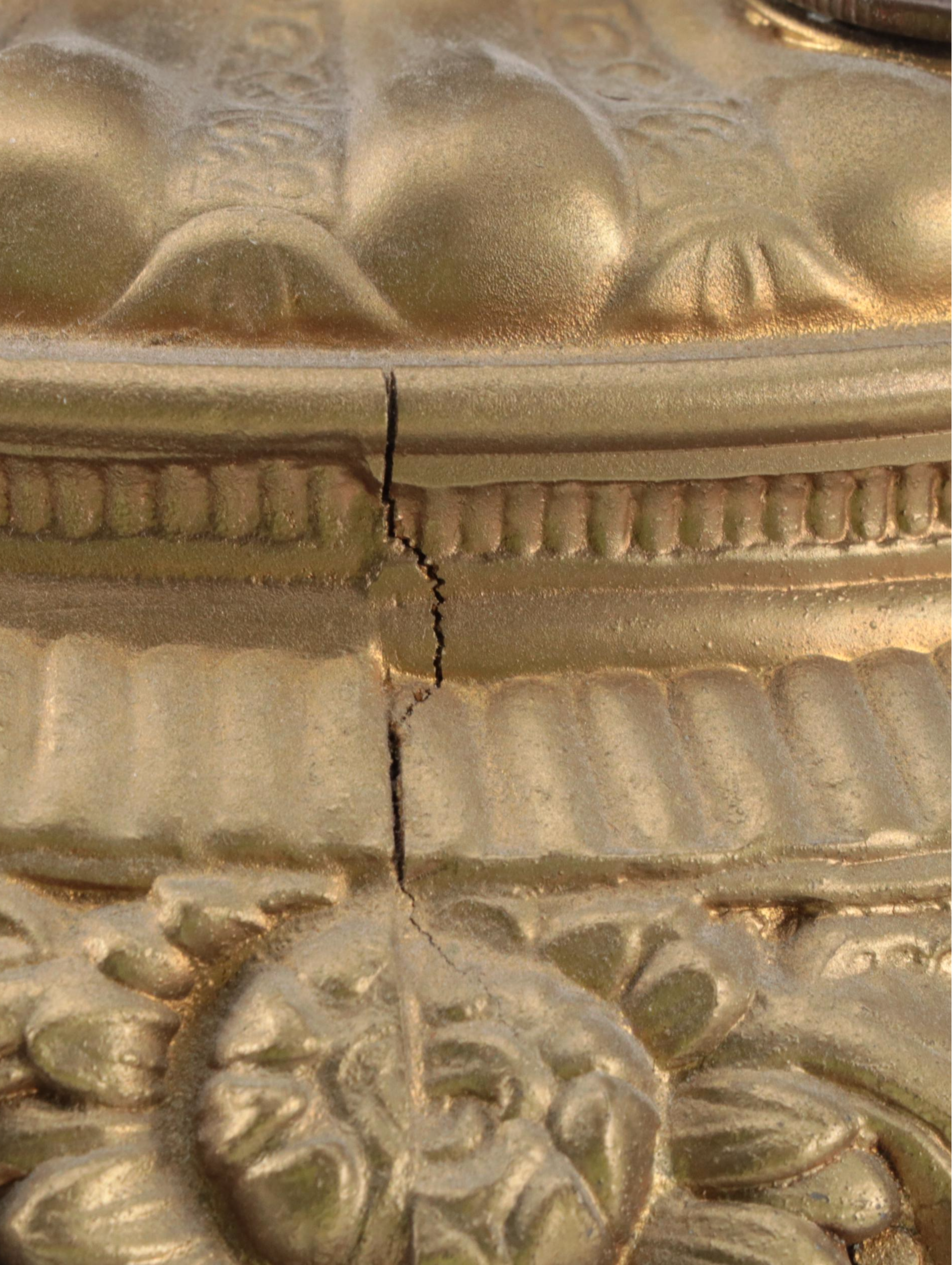 Gold Painted Spelter Cherub Parlor Oil Lamp, Late 19th Century, Adapted