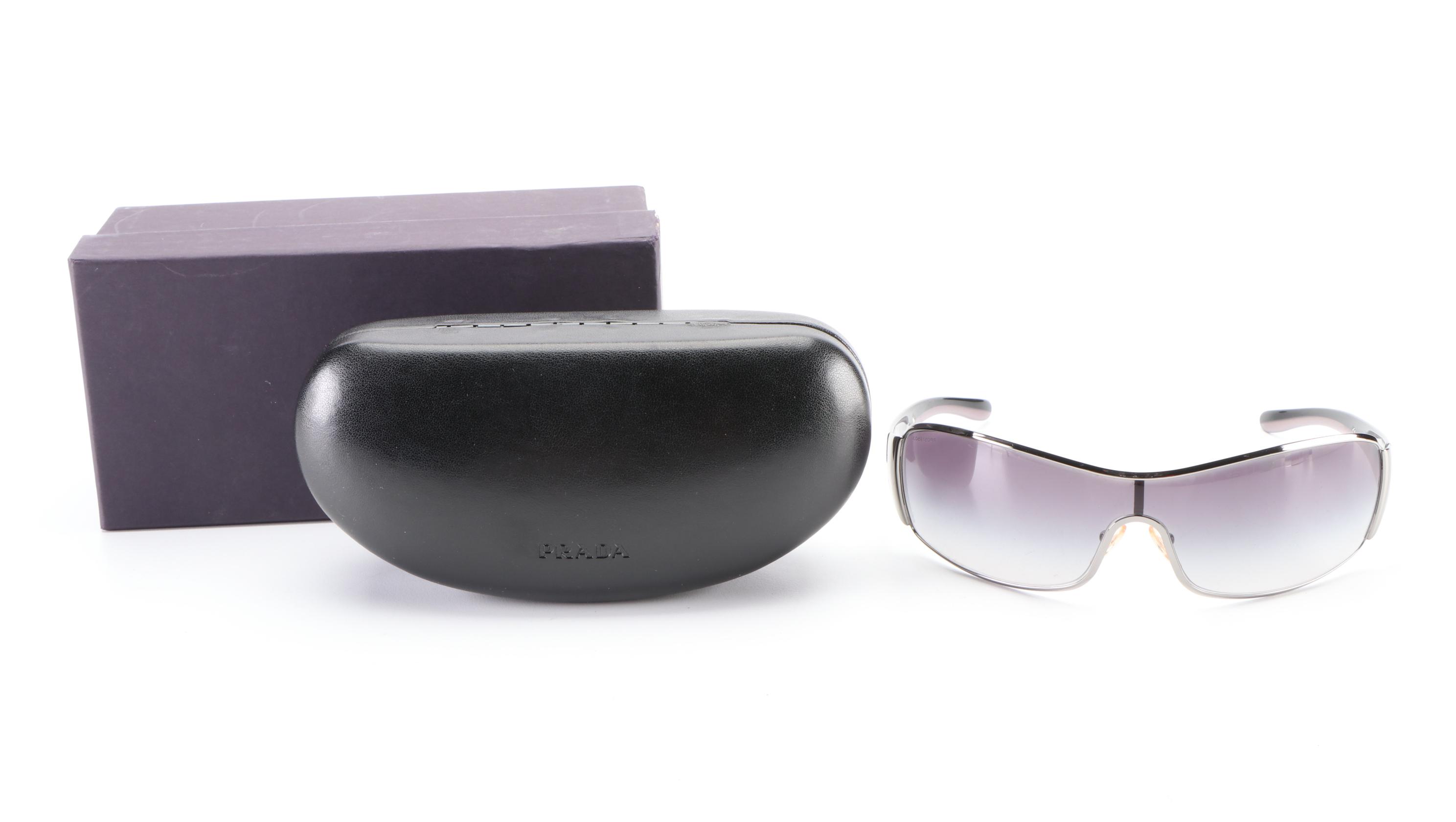 Prada SPR 53H Shield Wrap Sunglasses with Case