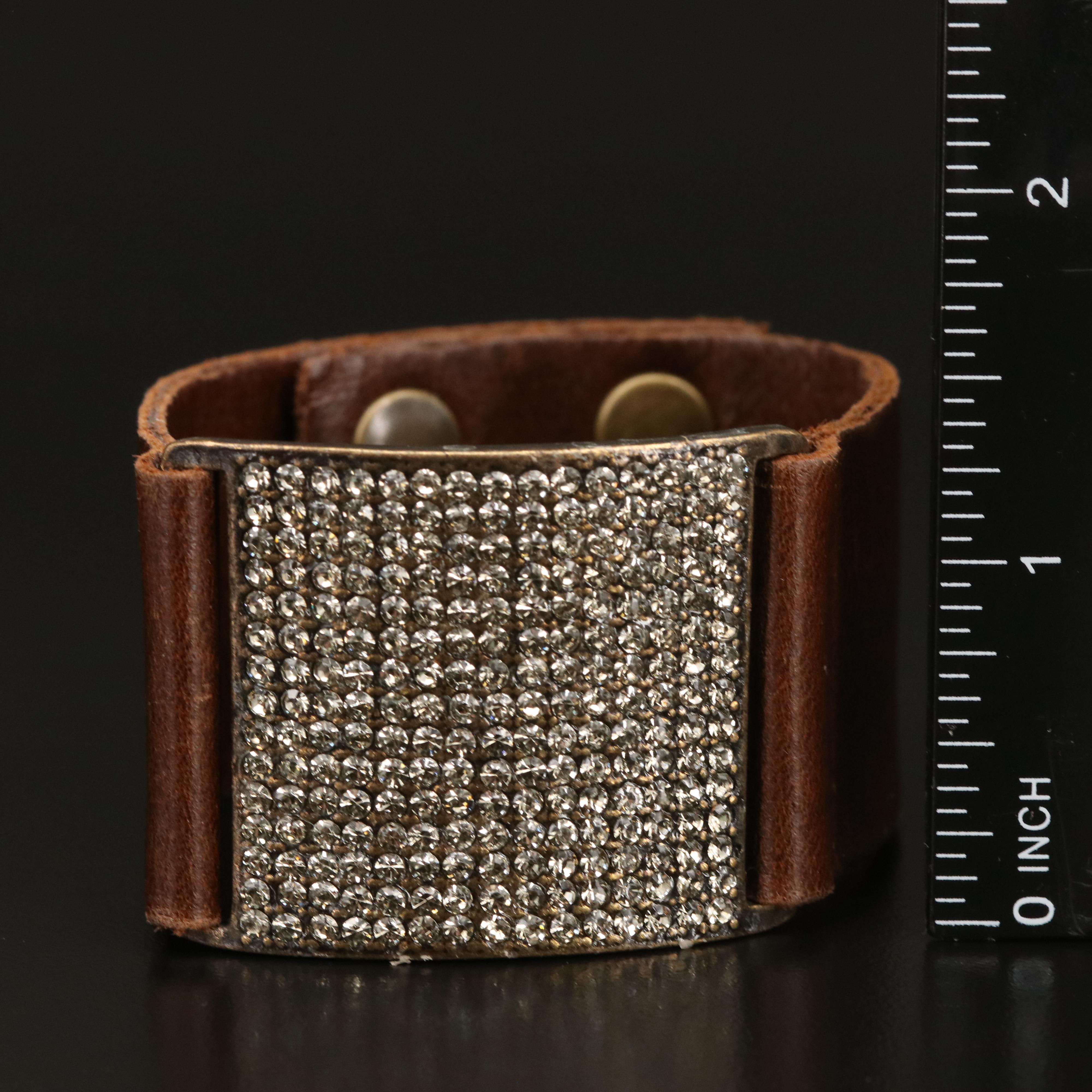 Bracelet Grouping Including Sterling, Rhinestone, Wood and Agate