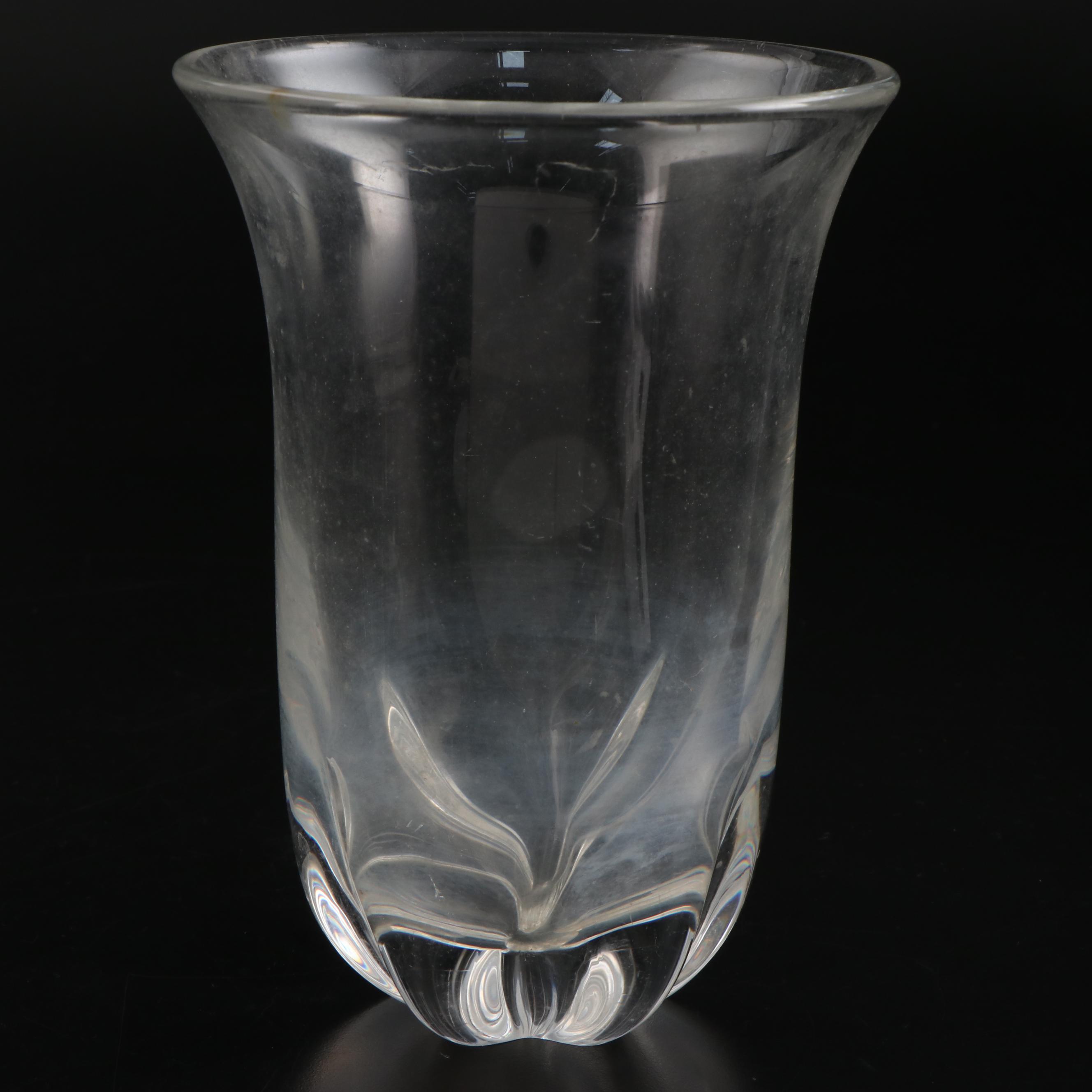 Edward Hald for Orrefors Pinched Base and "Belle" Crystal Flowers Vases