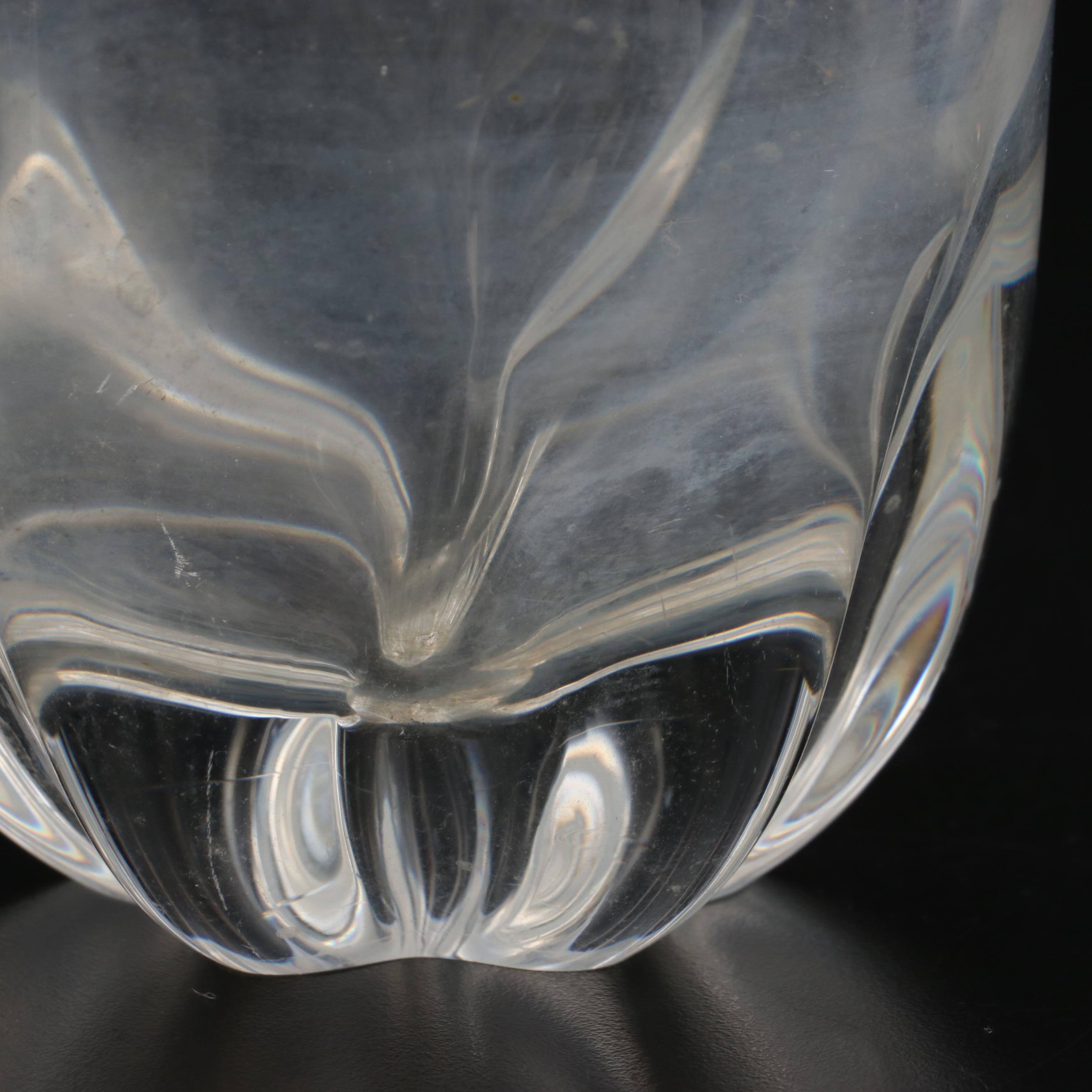 Edward Hald for Orrefors Pinched Base and "Belle" Crystal Flowers Vases