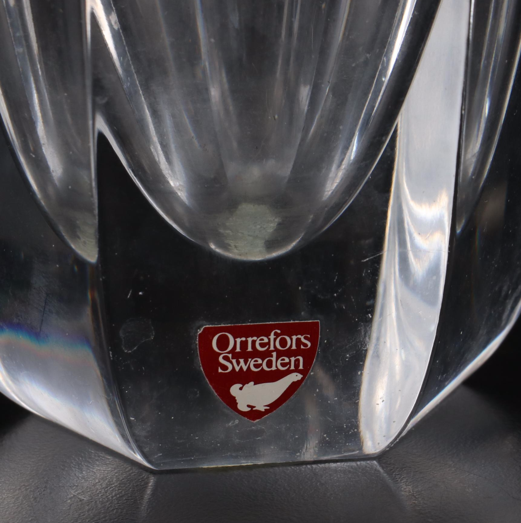 Edward Hald for Orrefors Pinched Base and "Belle" Crystal Flowers Vases