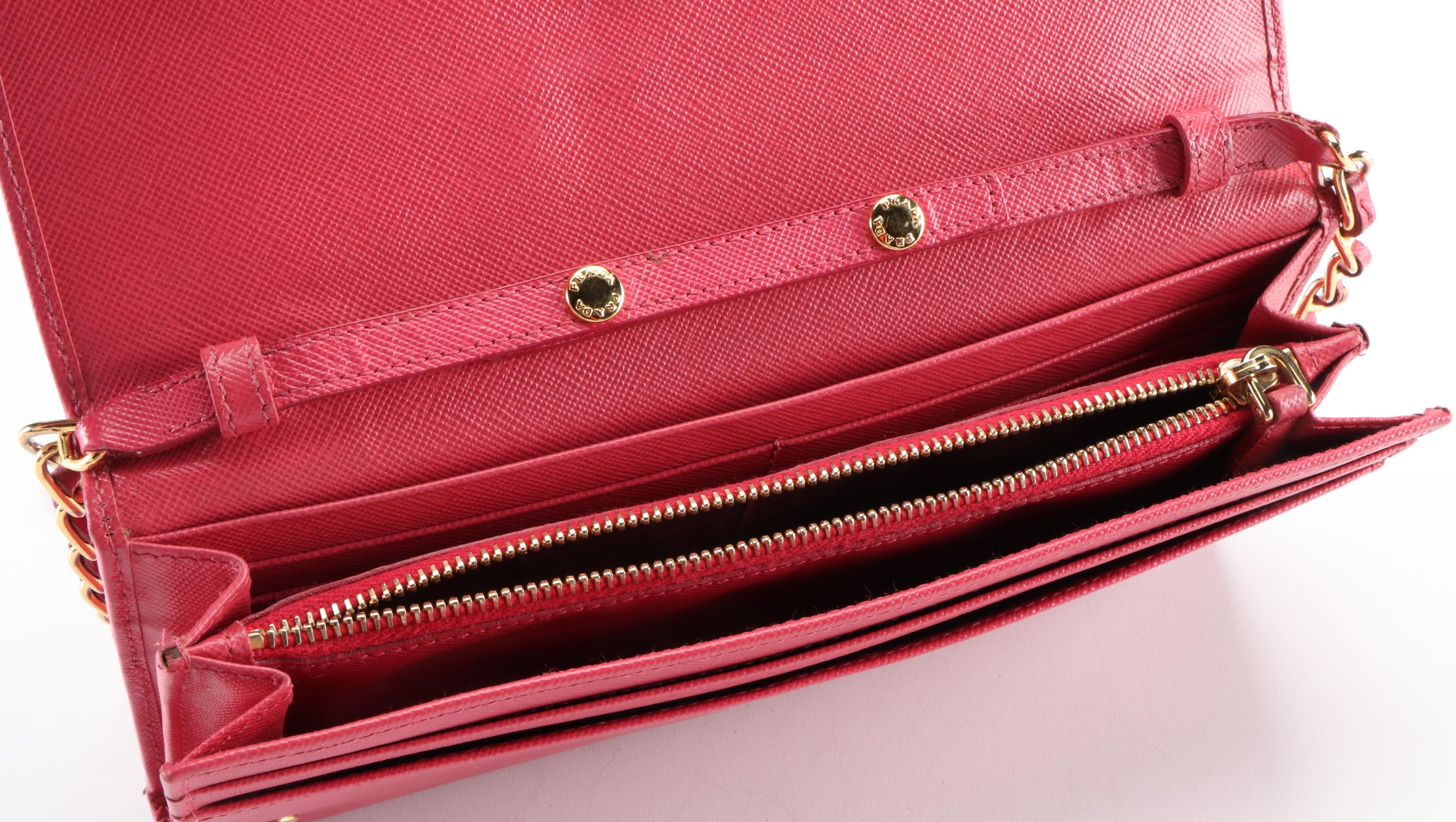 Prada Chain Strap Wallet in Saffiano Leather