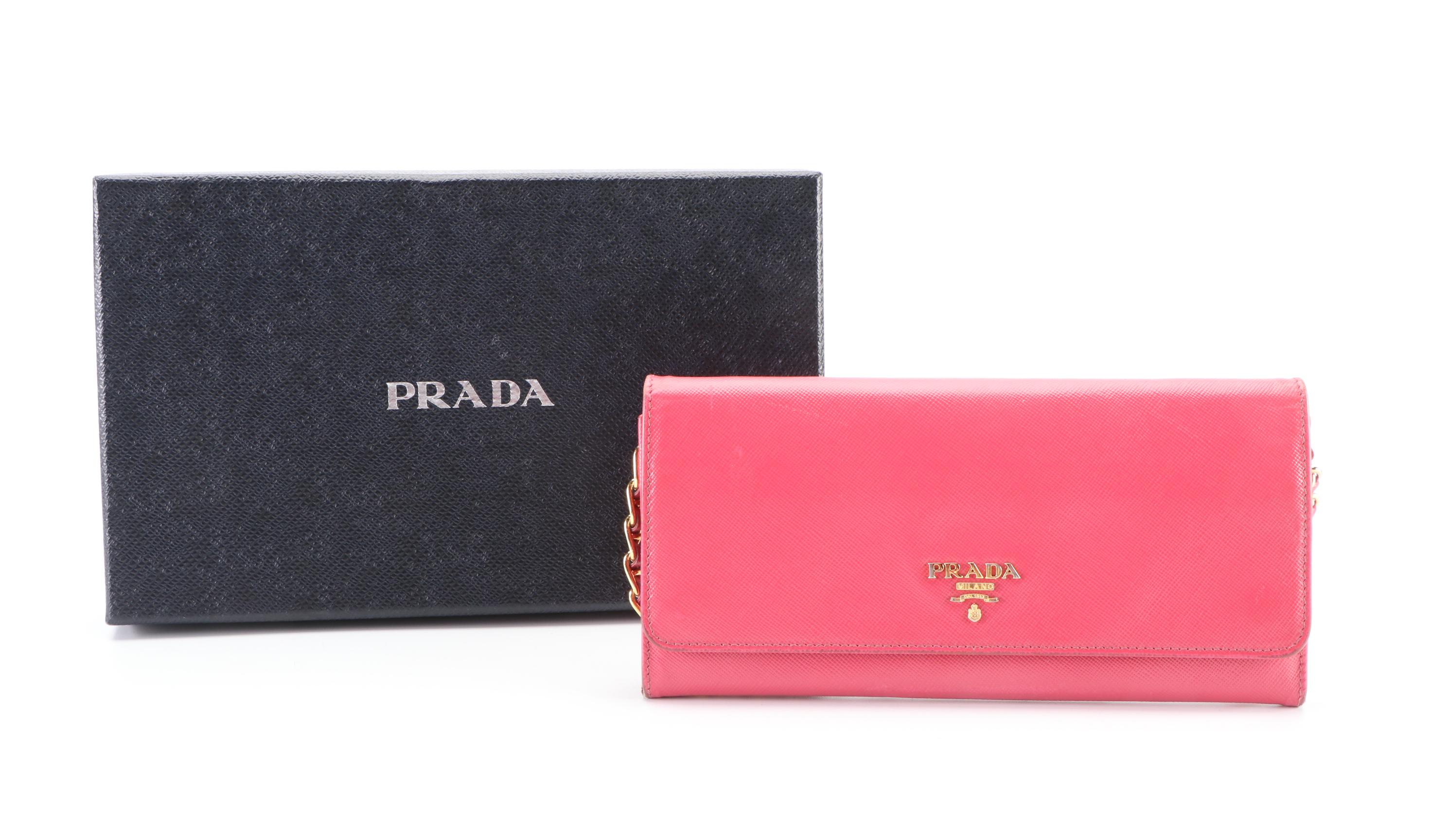Prada Chain Strap Wallet in Saffiano Leather