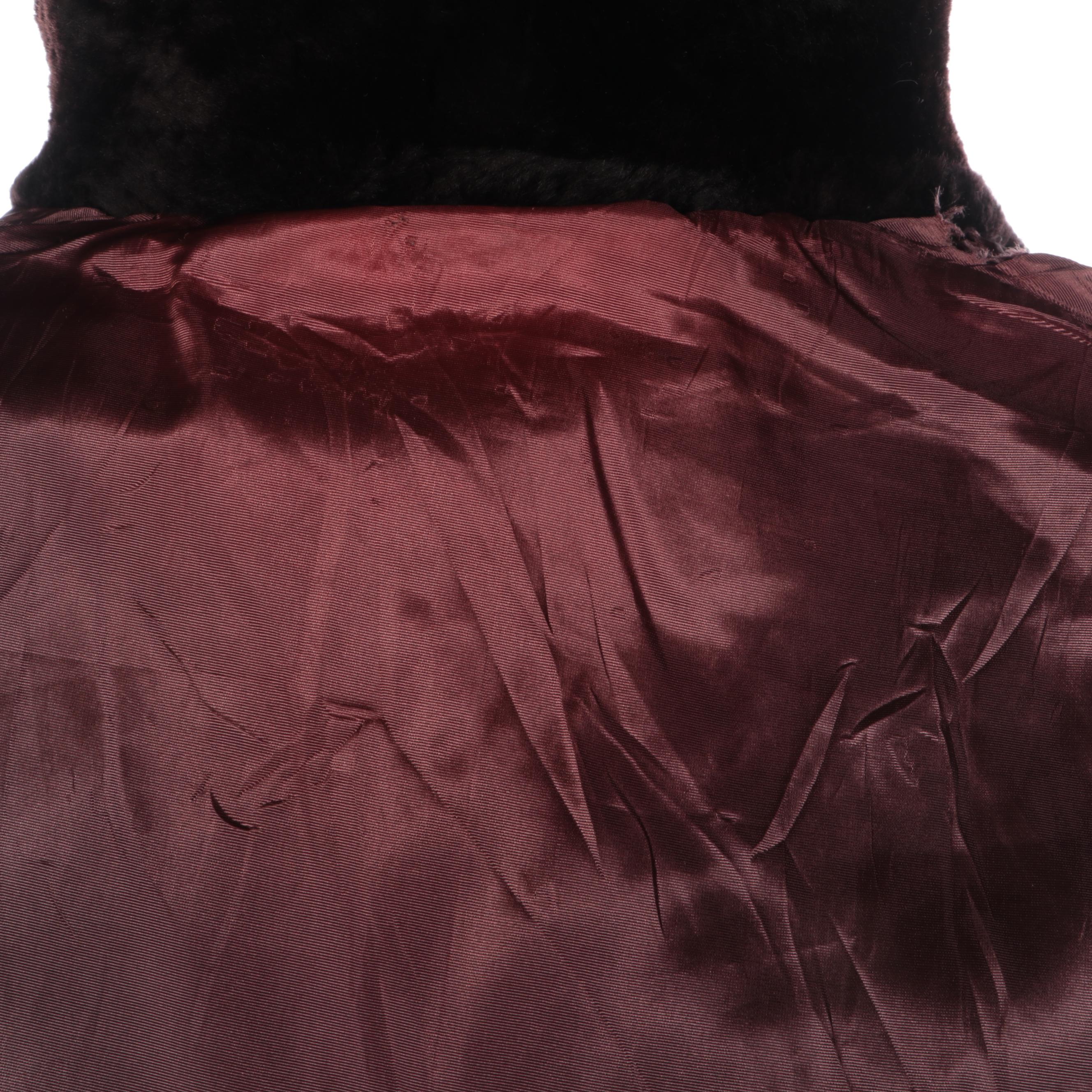 Black Dyed Mouton Fur Coat with Peter Pan Style Collar