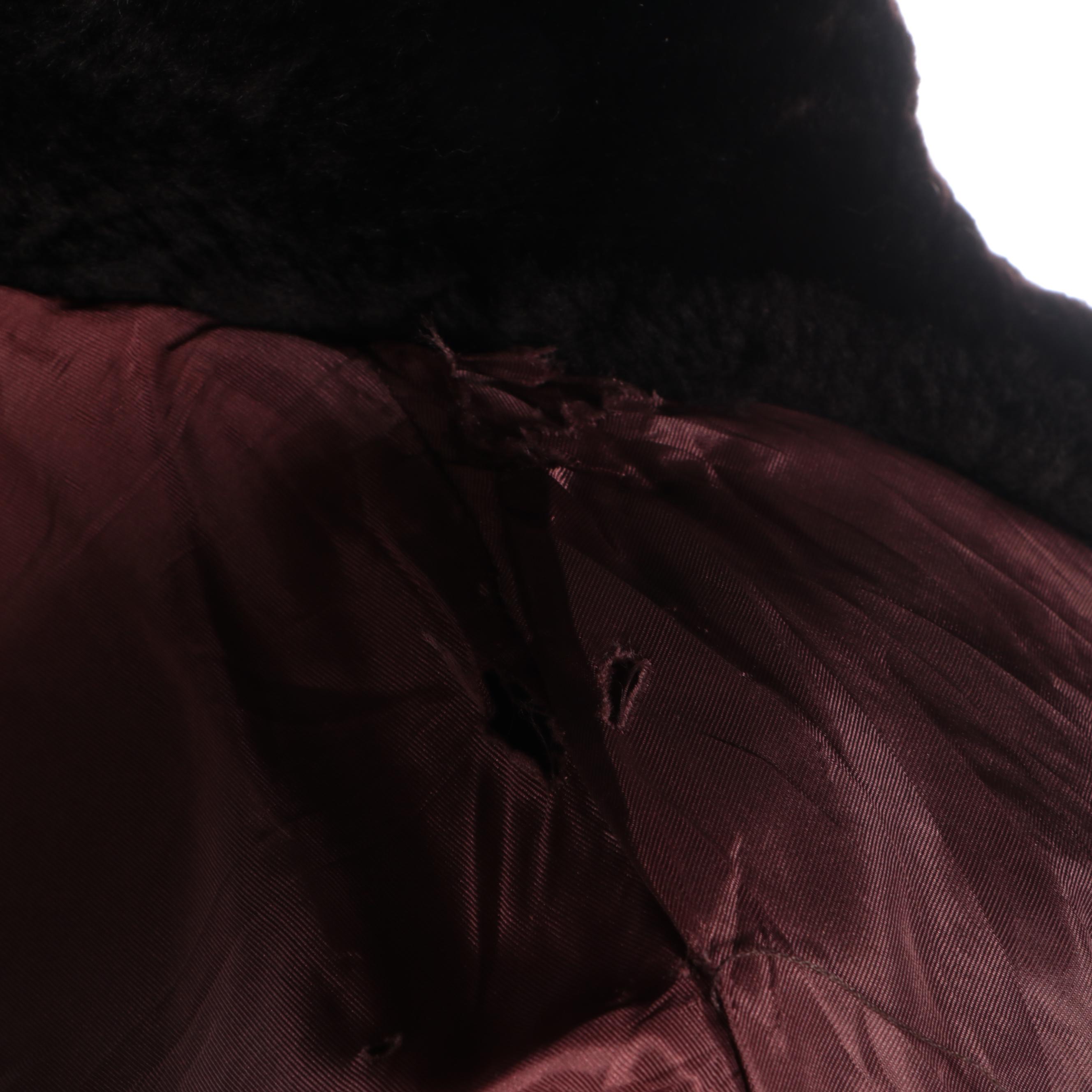 Black Dyed Mouton Fur Coat with Peter Pan Style Collar