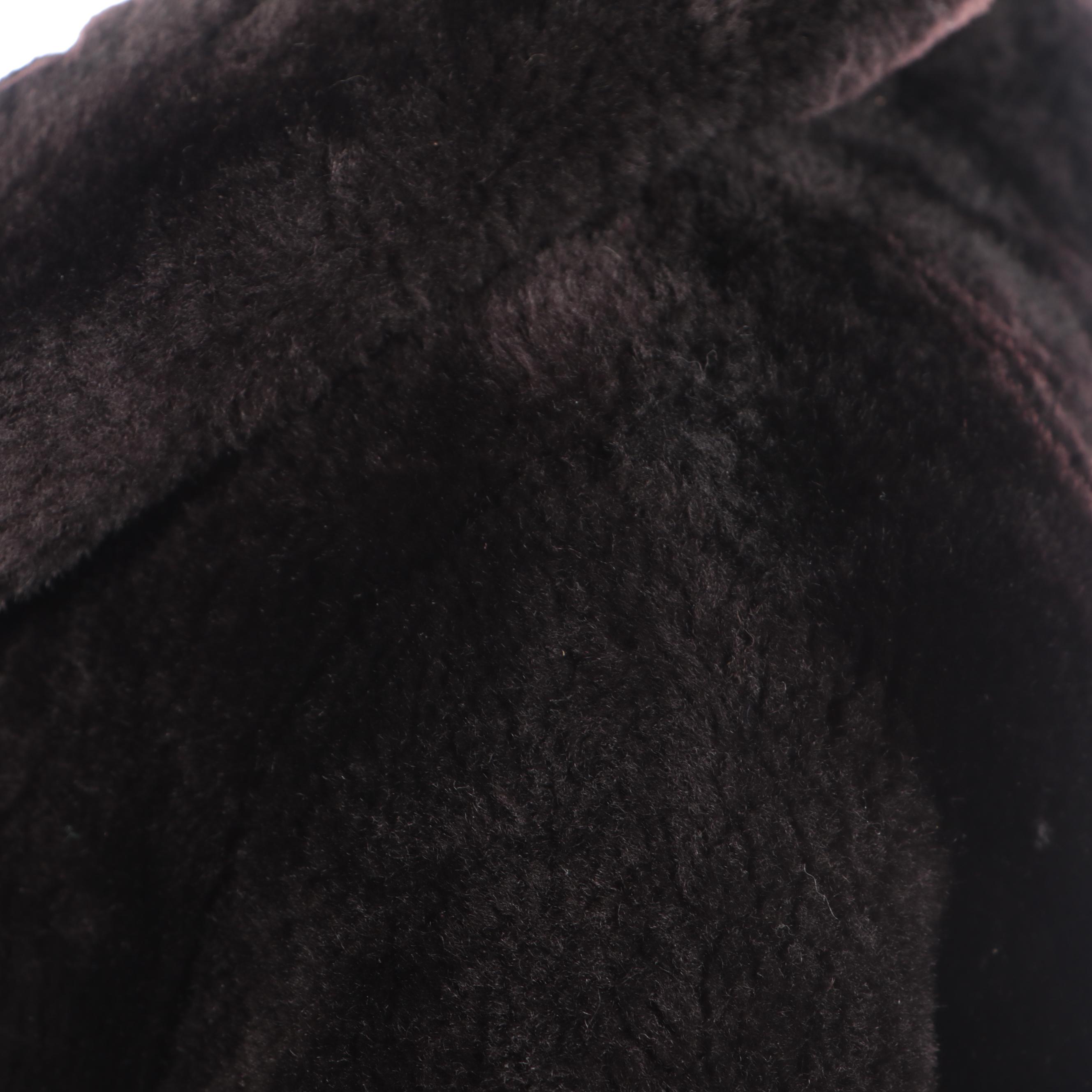 Black Dyed Mouton Fur Coat with Peter Pan Style Collar