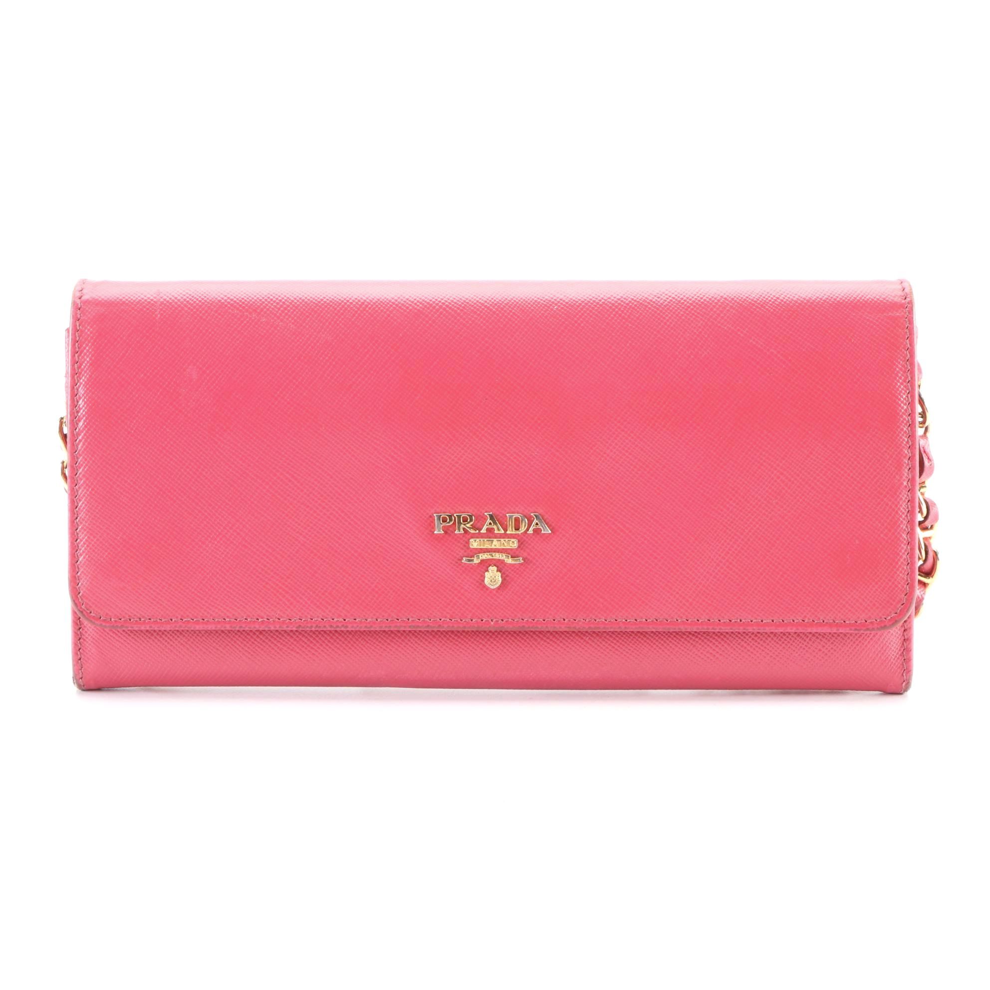 Prada Chain Strap Wallet in Saffiano Leather