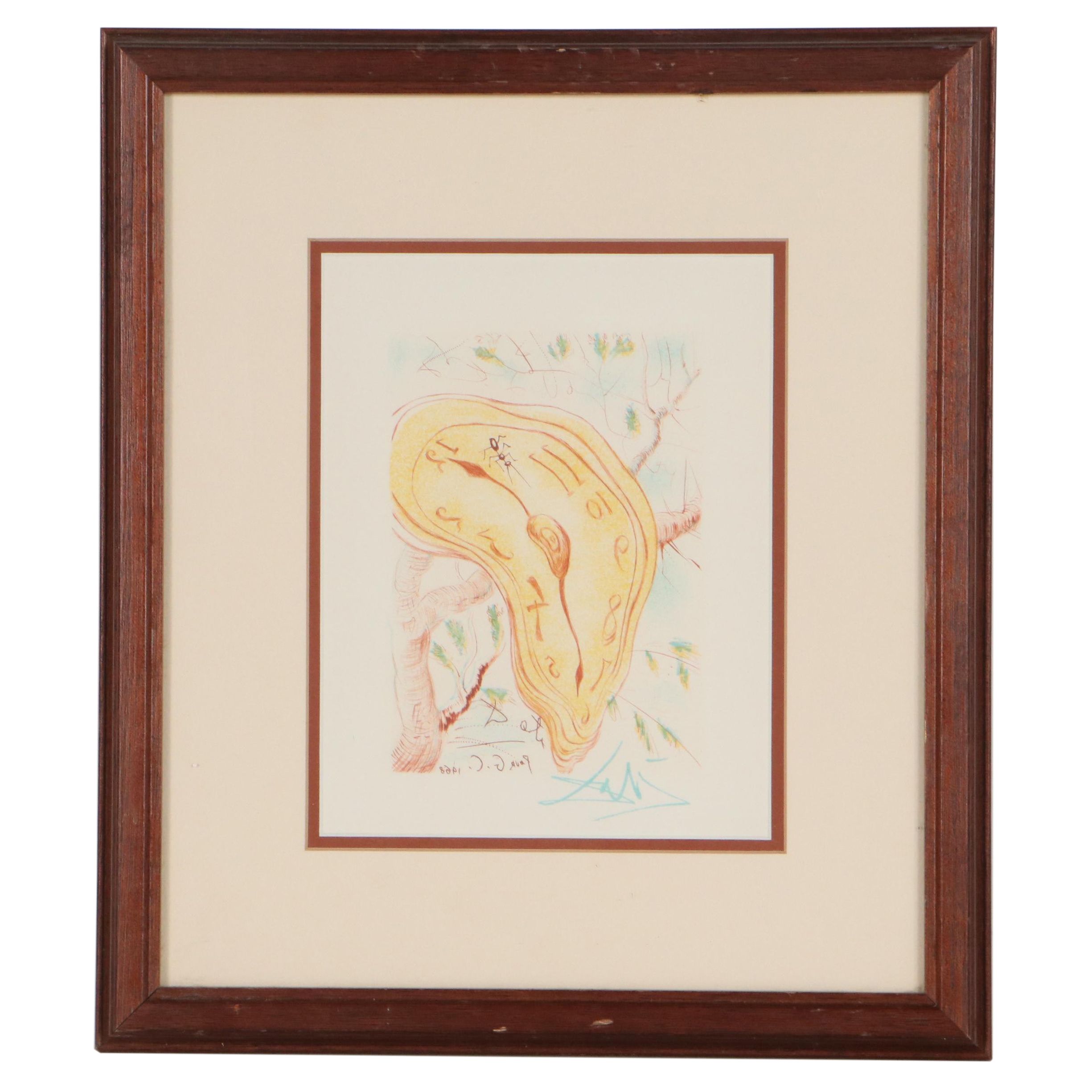Salvador Dalí Restrike Etching "Melting Clock"