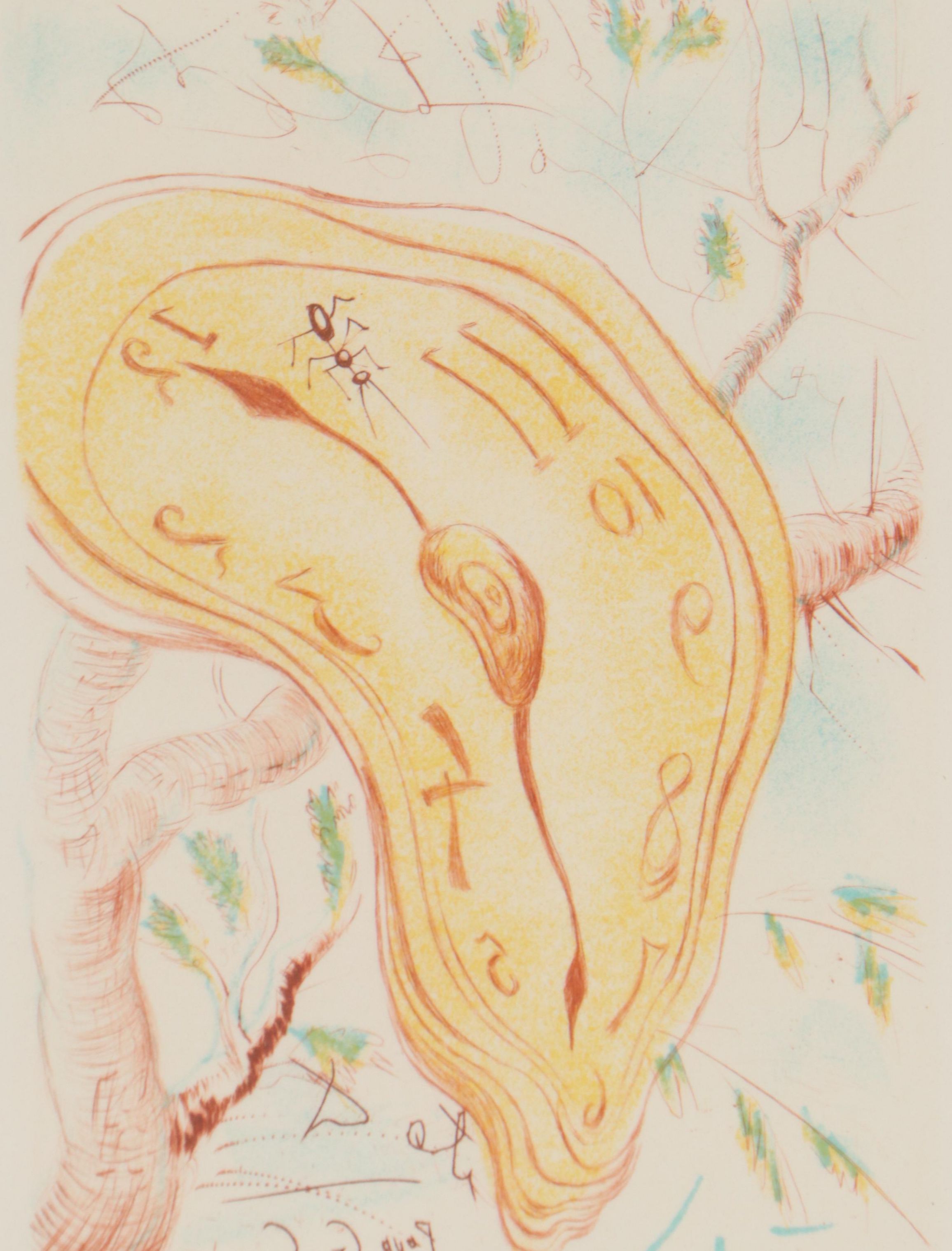 Salvador Dalí Restrike Etching "Melting Clock"