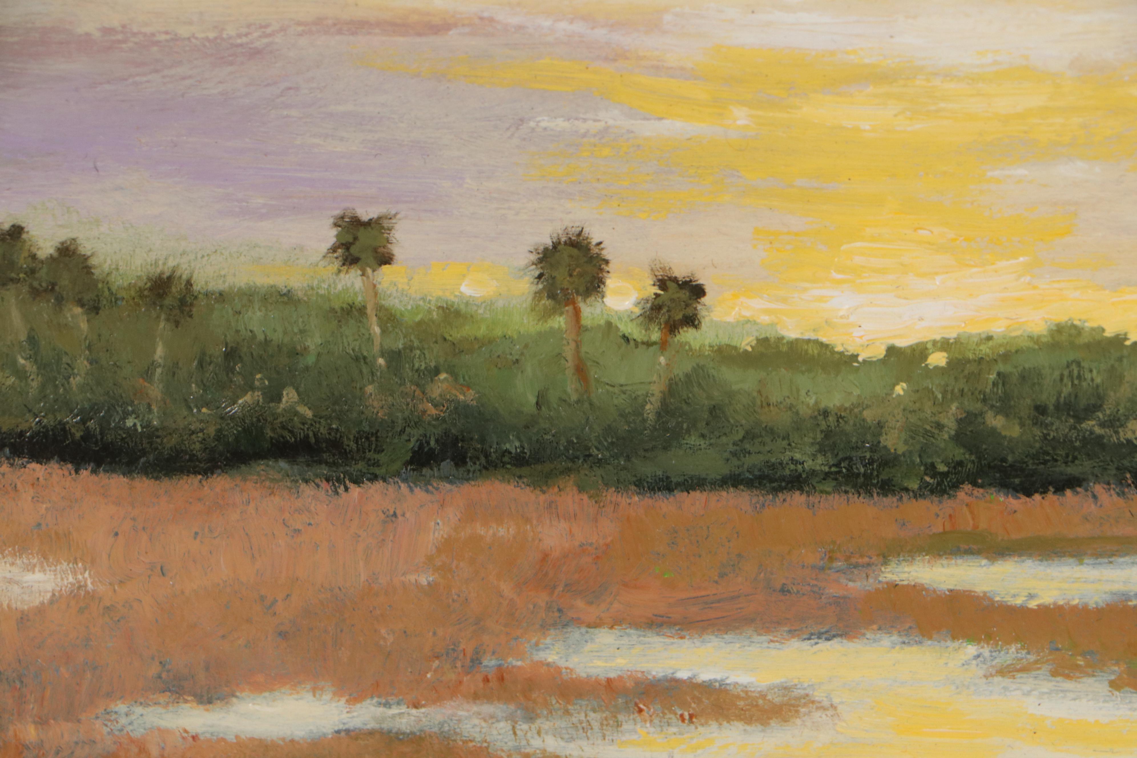 Nandor Horthy Landscape Oil Painting "Sunrise," Late 20th Century
