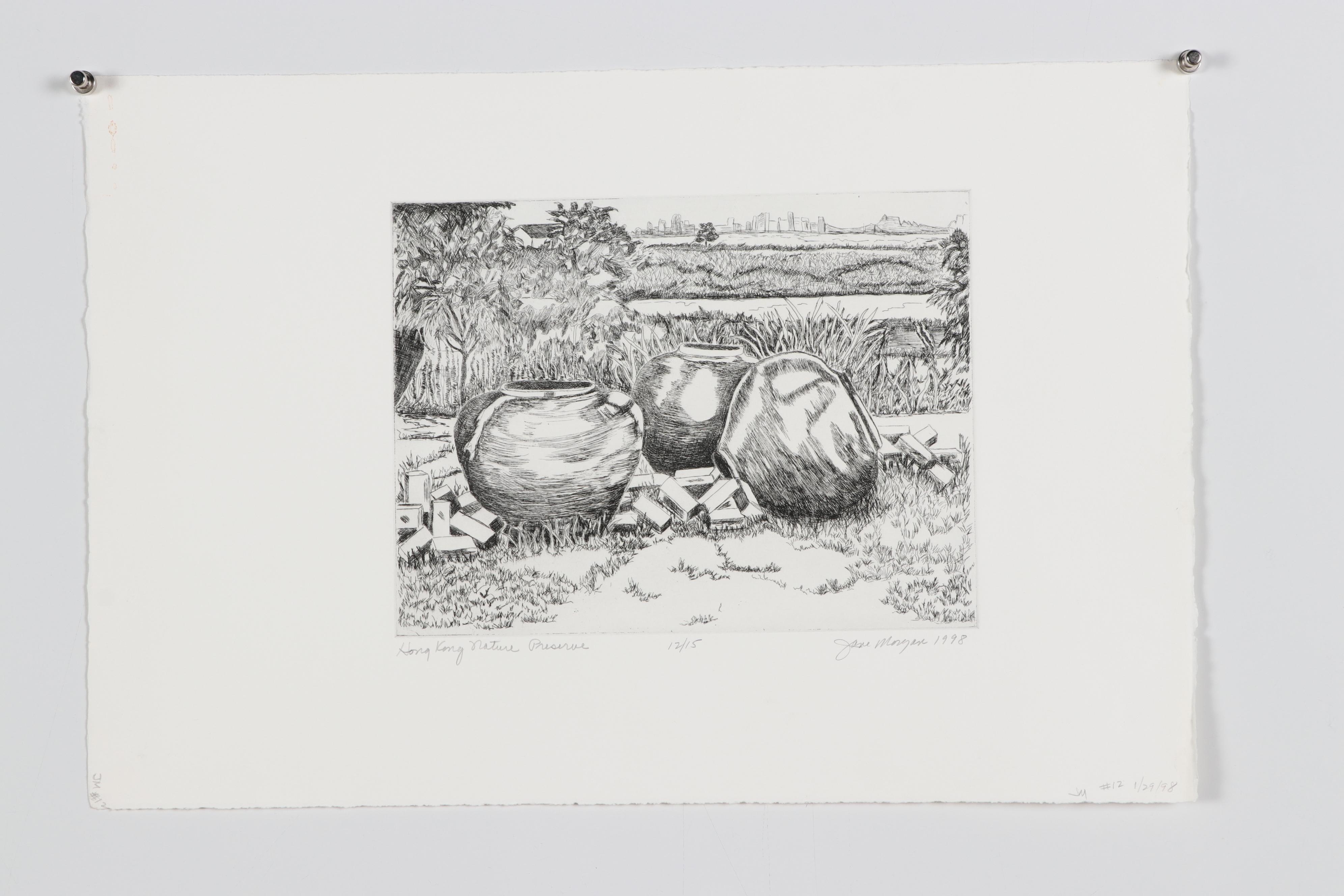 Jane Morgan and Ruth Bennett Etchings Including "Beneath the Fountain"