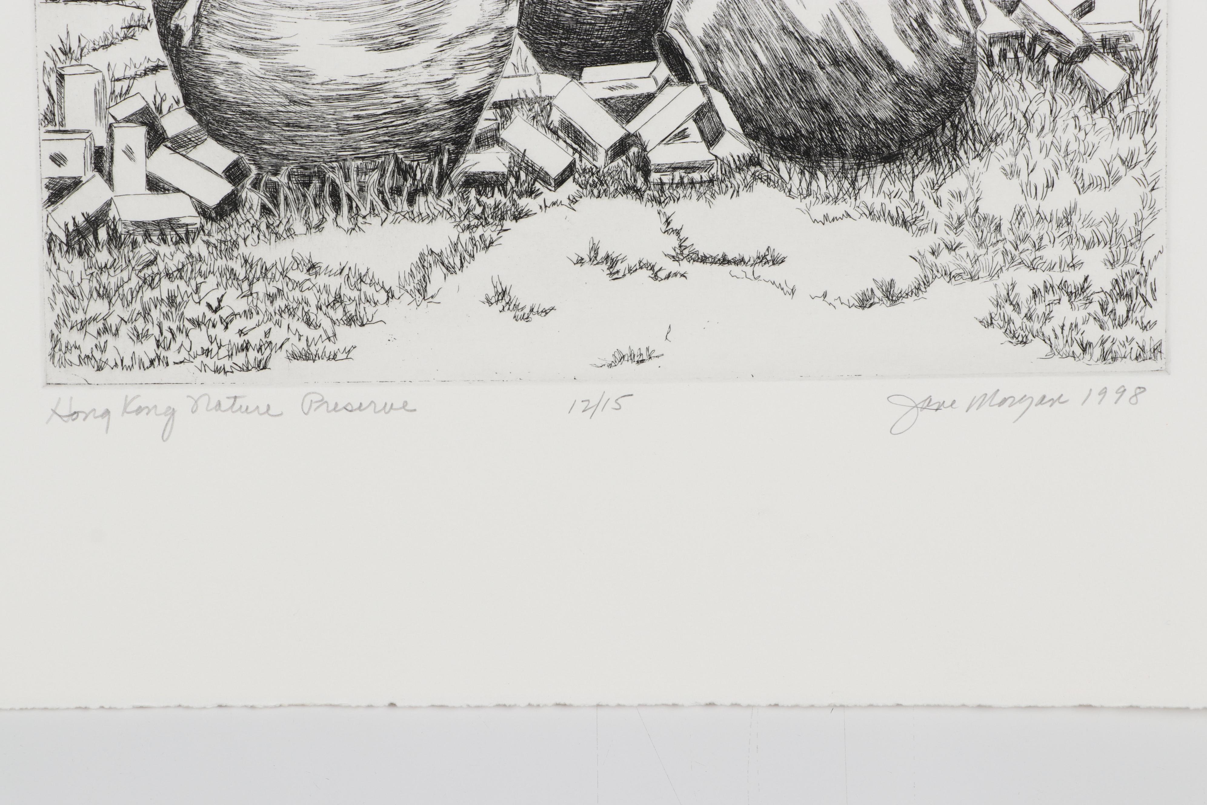 Jane Morgan and Ruth Bennett Etchings Including "Beneath the Fountain"