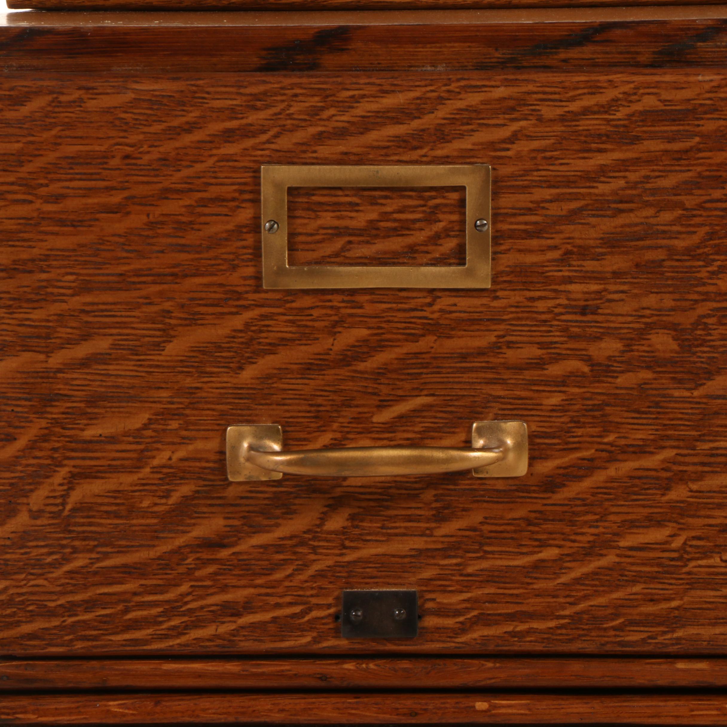 American Quartersawn Oak Twelve-Drawer Sectional File Cabinet, Early 20th C.