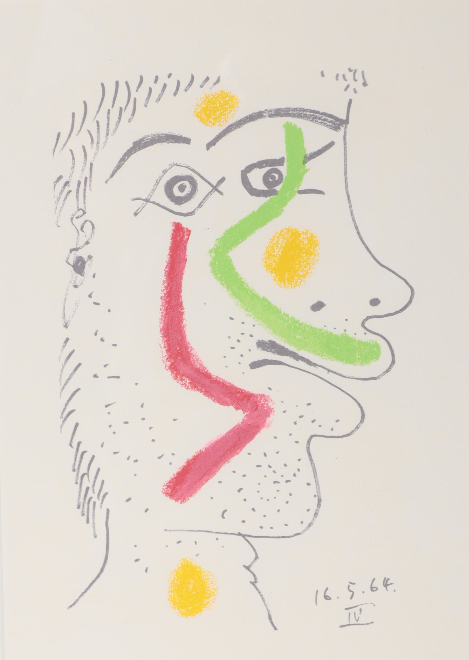 Pablo Picasso Abstract Portrait Pochoir from "Le Goût du Bonheur"