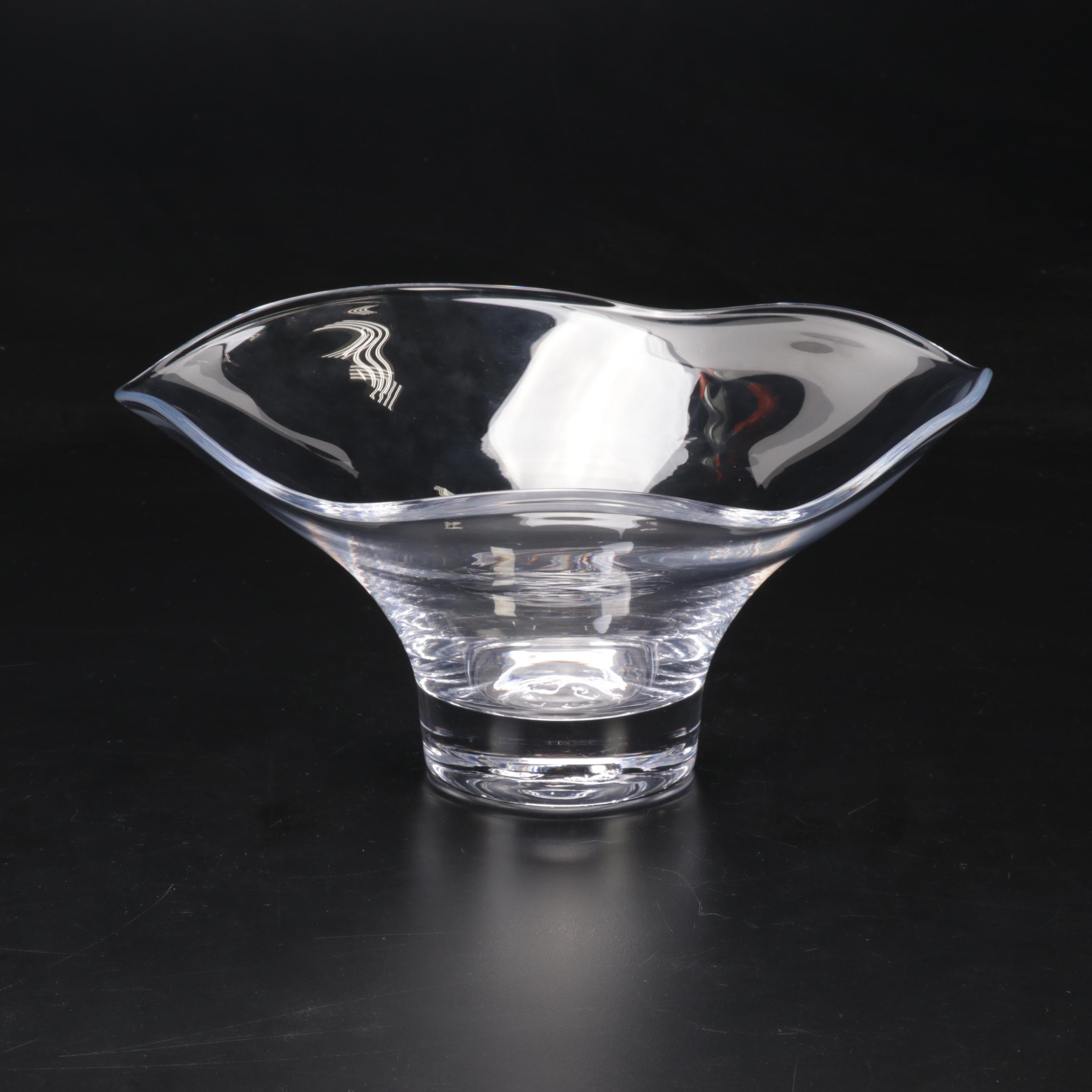 Simon Pearce "Chelsea" Wavy Rim Glass Centerpiece Bowl, Contemporary
