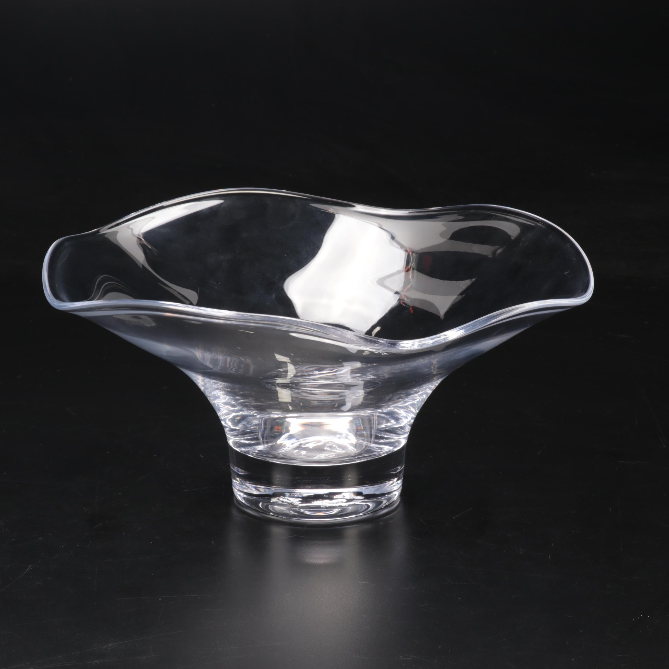 Simon Pearce "Chelsea" Wavy Rim Glass Centerpiece Bowl, Contemporary