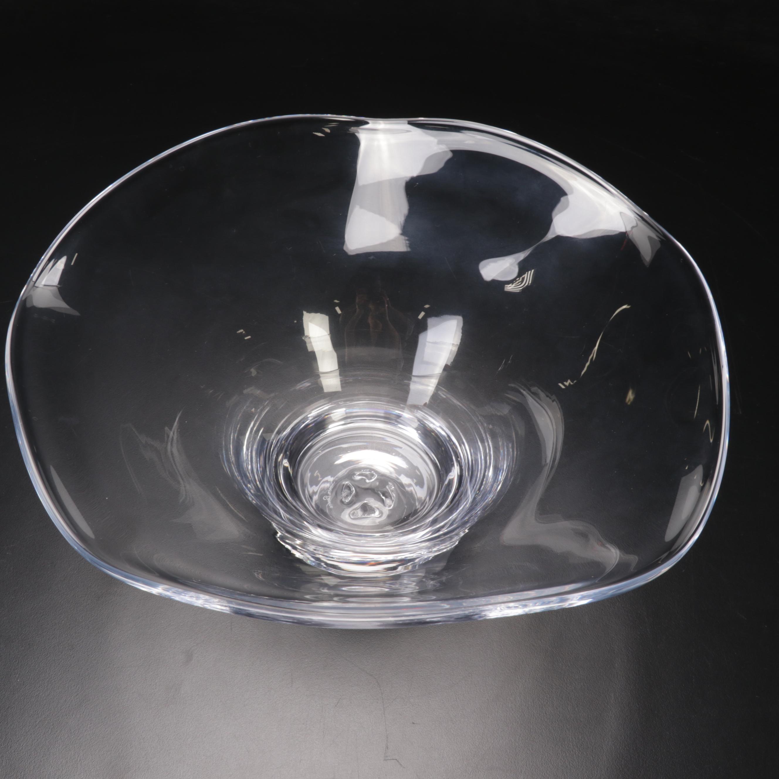 Simon Pearce "Chelsea" Wavy Rim Glass Centerpiece Bowl, Contemporary