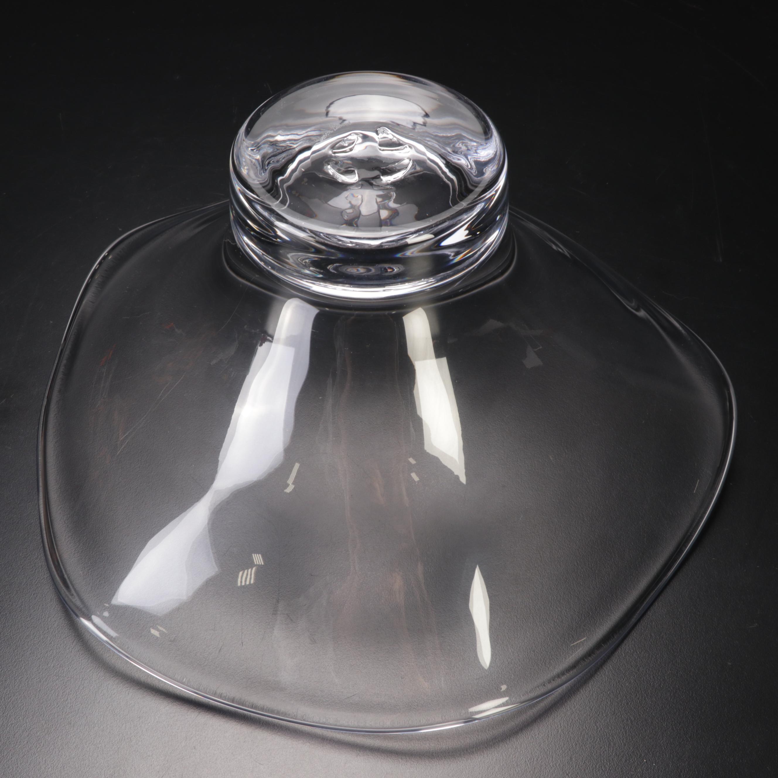 Simon Pearce "Chelsea" Wavy Rim Glass Centerpiece Bowl, Contemporary